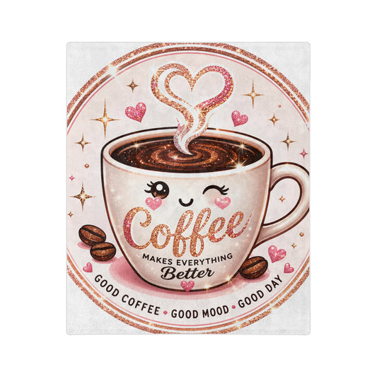 Cozy Coffee Lover Velveteen Blanket — Soft Plush Throw for Relaxing Days