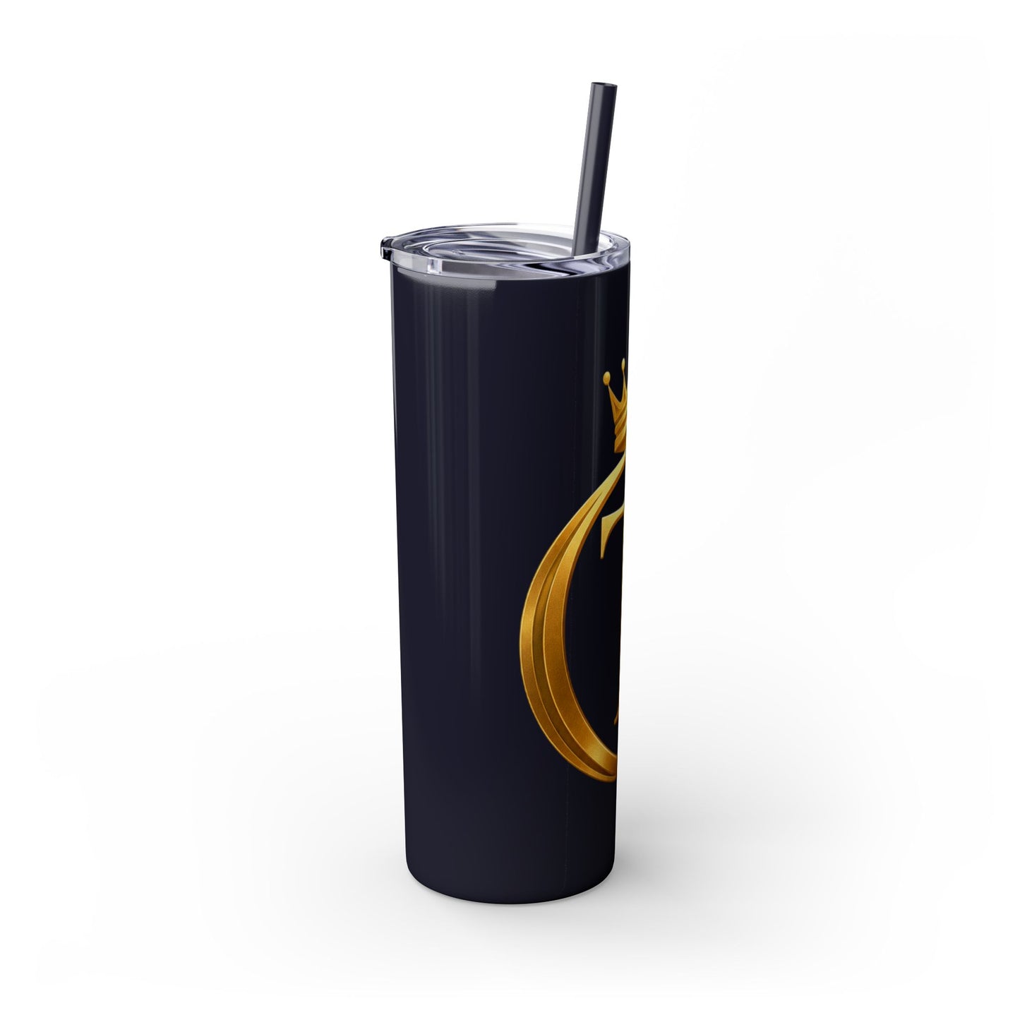 The Chic Co. Gold Crown Monogram Skinny Tumbler 20oz — Gold Stainless Straw