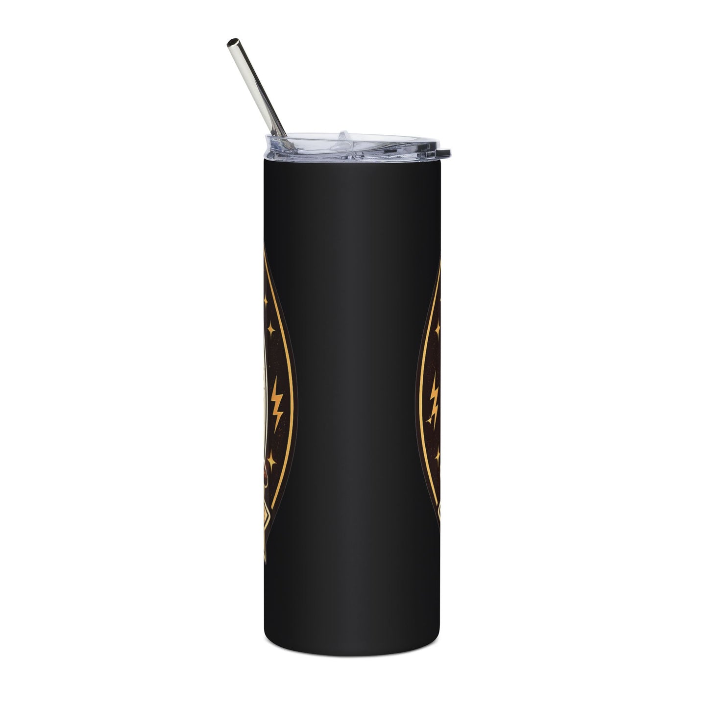 Funny Coffee Lover Skinny Tumbler — 20oz Stainless Steel Travel Cup with Straw — "Warning: That's It? I Need More Coffee" 20oz Stainless Steel Travel Cup