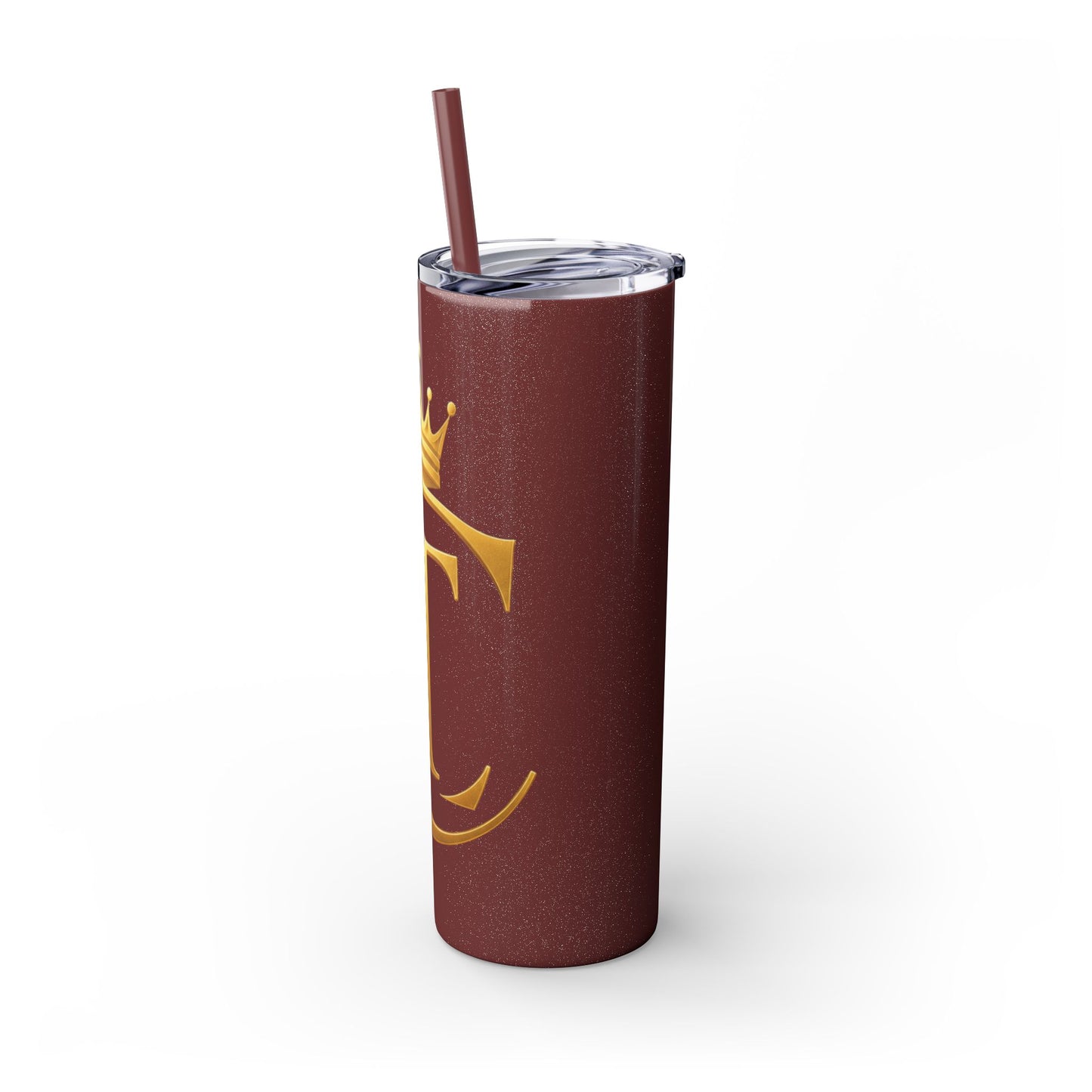 The Chic Co. Gold Crown Monogram Skinny Tumbler 20oz — Gold Stainless Straw