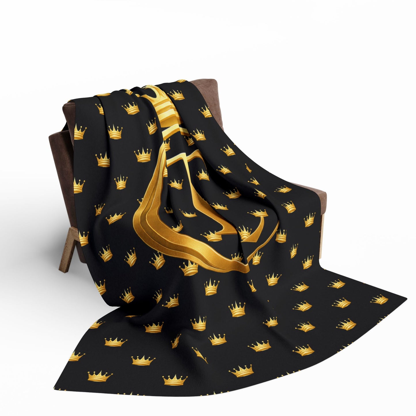 The Chic Co. SIgnature Gold Crown Arctic Fleece Blanket