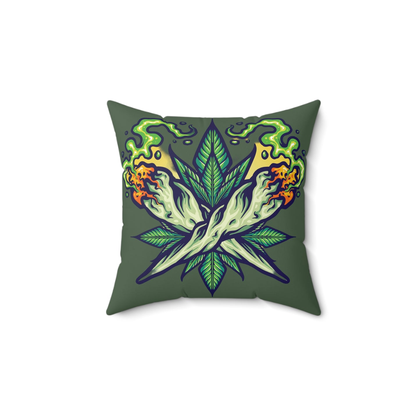 Cannabis Leaf Throw Pillow — Bold Graphic Decorative Cushion