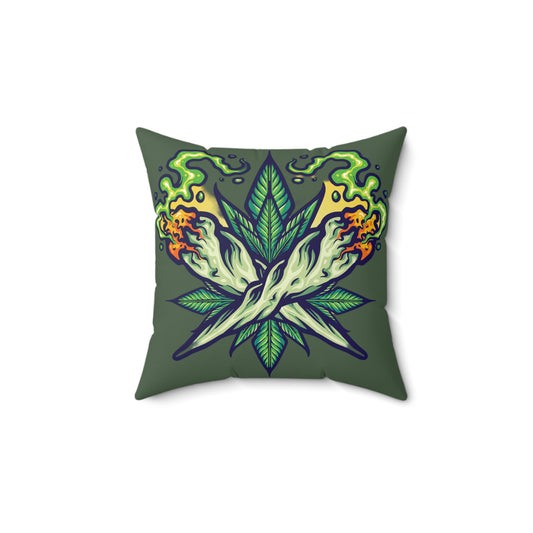 Cannabis Leaf Throw Pillow — Bold Graphic Decorative Cushion
