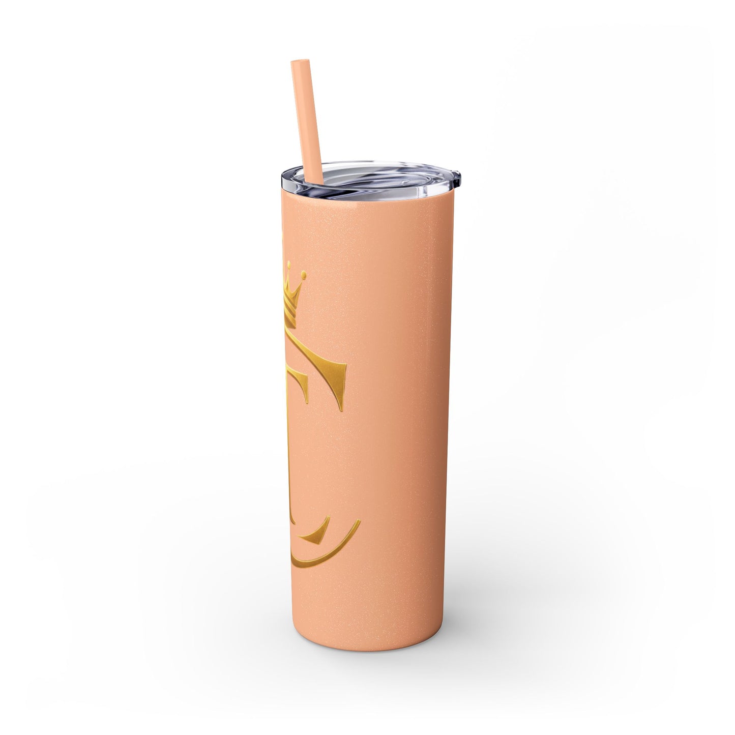 The Chic Co. Gold Crown Monogram Skinny Tumbler 20oz — Gold Stainless Straw