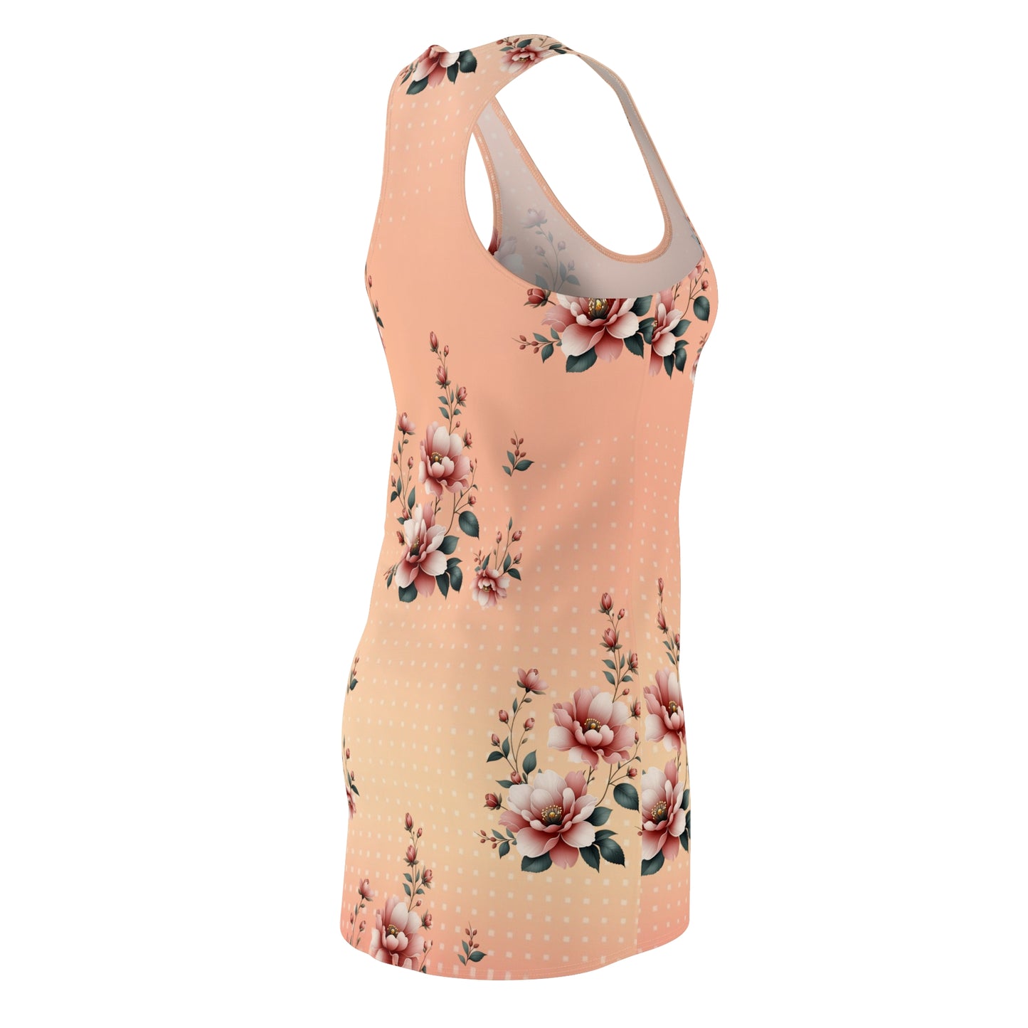Floral Peach Racerback Dress – Vintage Rose All-Over Print