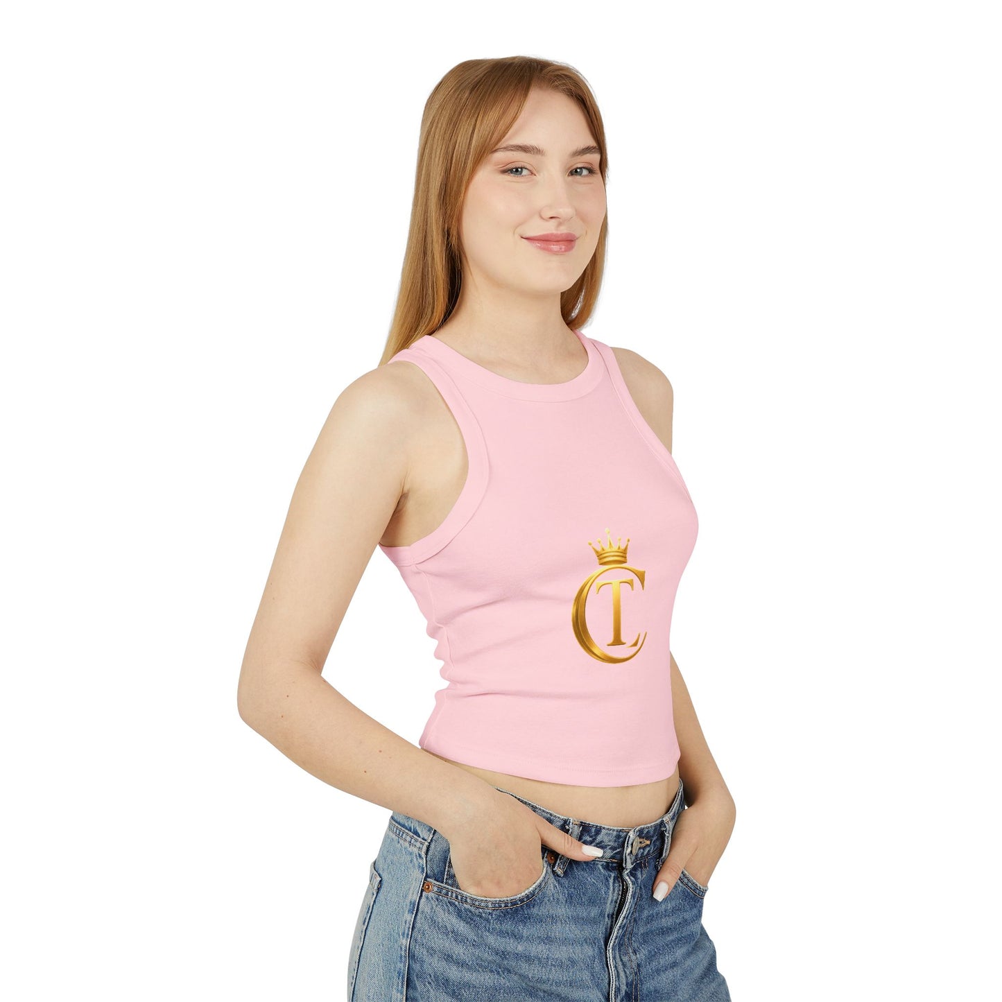 Gold Crown Monogram Racer Tank Top