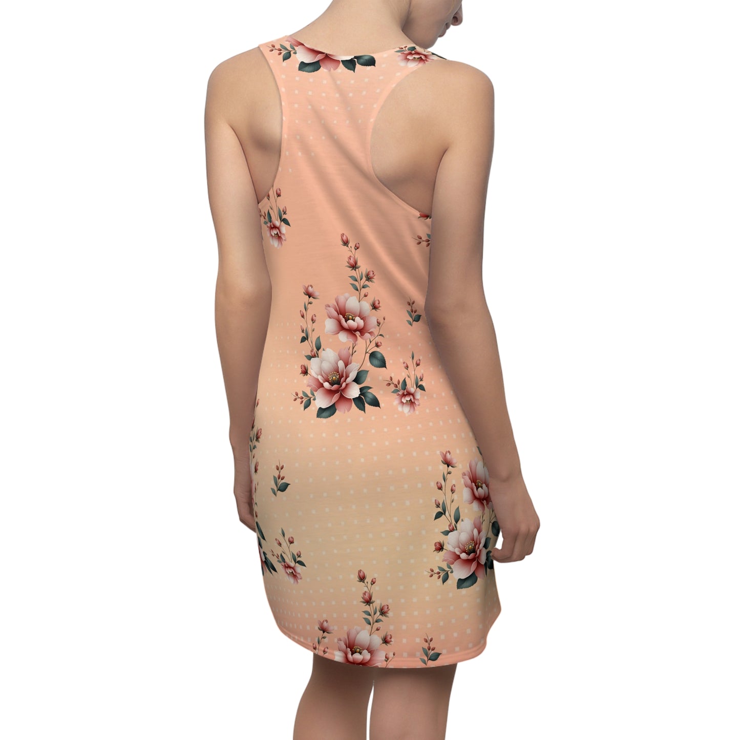 Floral Peach Racerback Dress – Vintage Rose All-Over Print