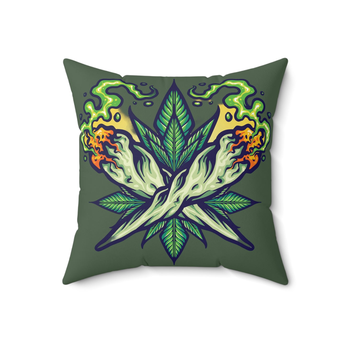 Cannabis Leaf Throw Pillow — Bold Graphic Decorative Cushion