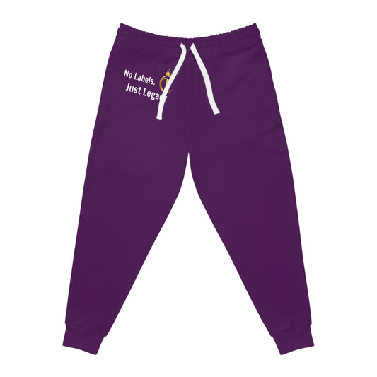Purple "No Labels Just Legacy" Athletic Joggers — The Chic Co. Gold Crown Monogram Sweatpants