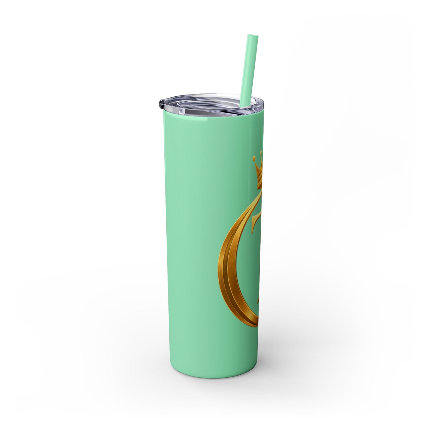 The Chic Co. Gold Crown Monogram Skinny Tumbler 20oz — Gold Stainless Straw