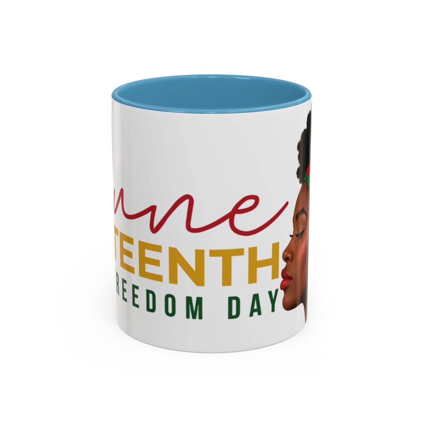 Juneteenth Coffee Mug — Black Woman Portrait "Juneteenth Freedom Day" Accent Mug