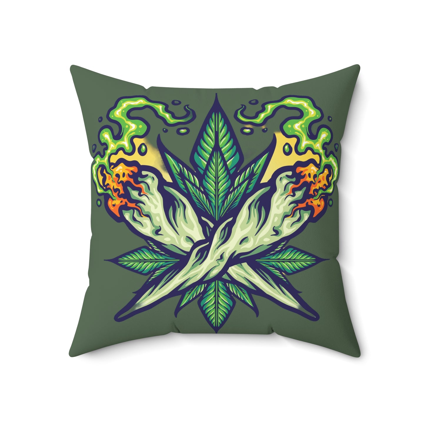 Cannabis Leaf Throw Pillow — Bold Graphic Decorative Cushion
