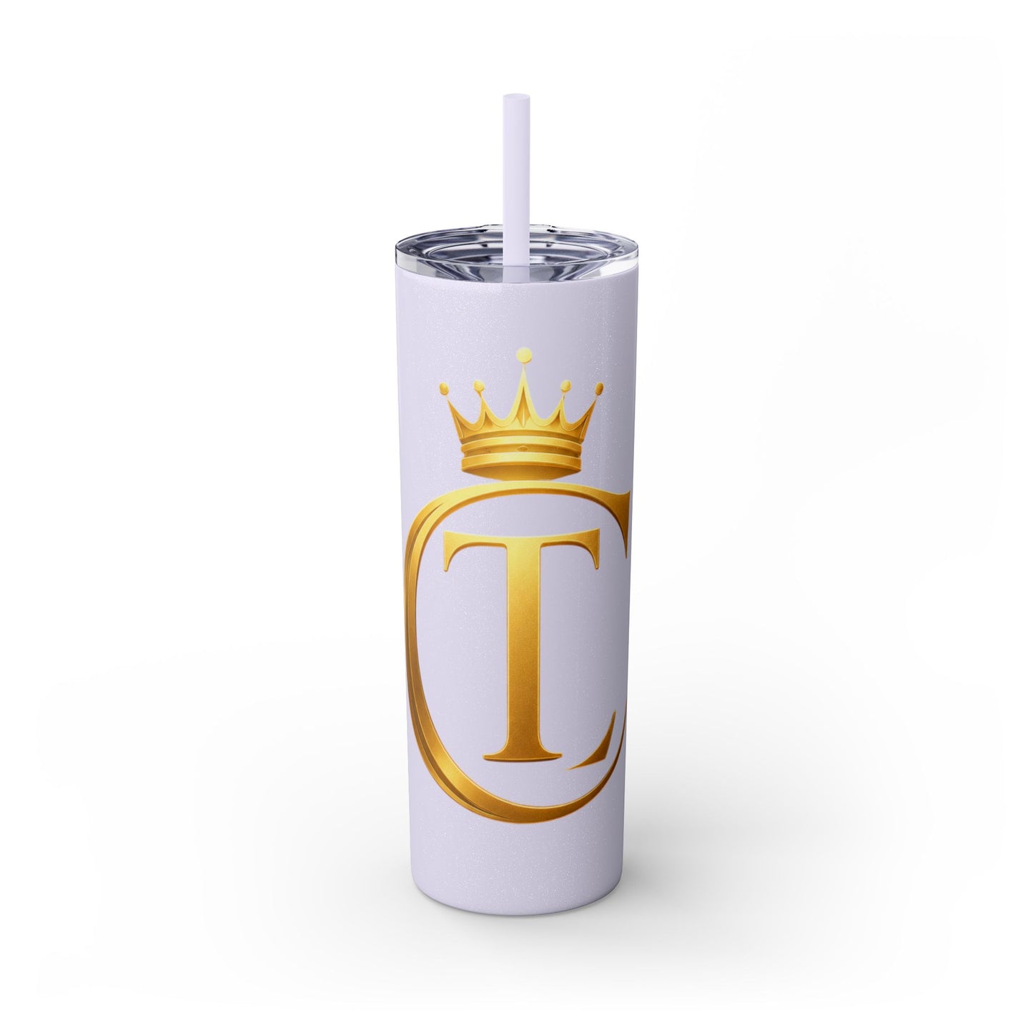 The Chic Co. Gold Crown Monogram Skinny Tumbler 20oz — Gold Stainless Straw
