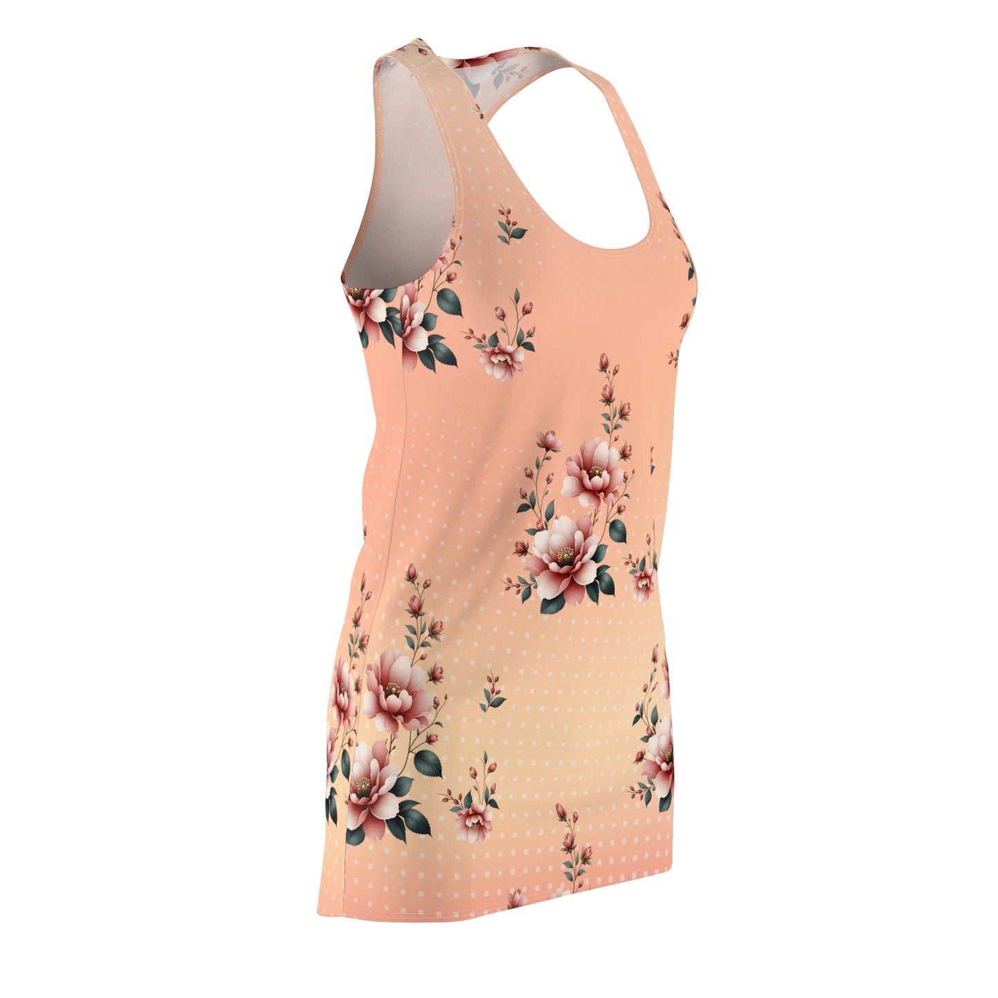 Floral Peach Racerback Dress – Vintage Rose All-Over Print