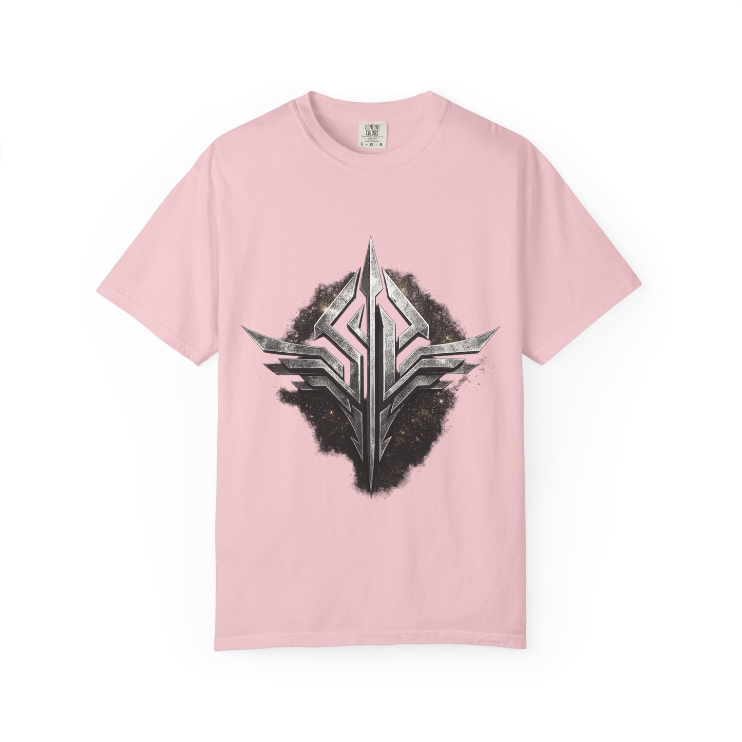 Futuristic Metal Emblem Graphic T‑Shirt