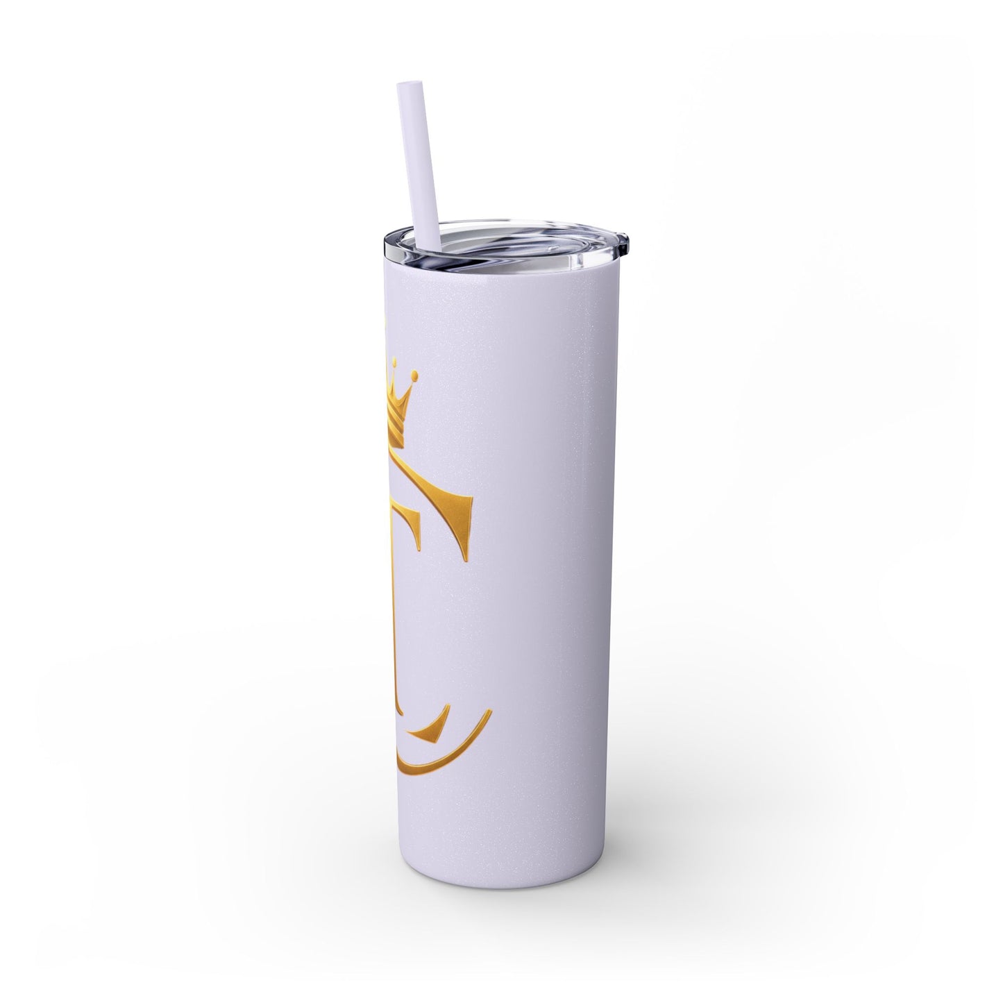 The Chic Co. Gold Crown Monogram Skinny Tumbler 20oz — Gold Stainless Straw