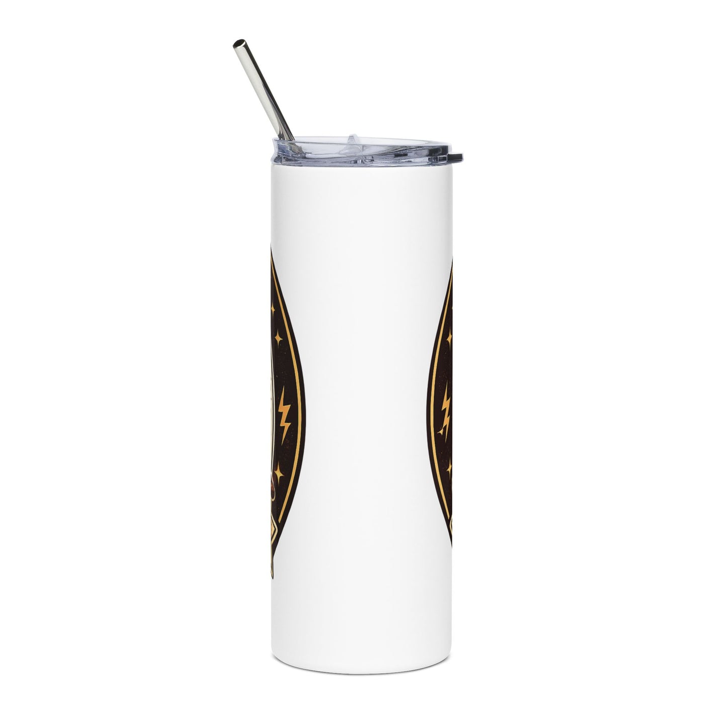 Funny Coffee Lover Skinny Tumbler — 20oz Stainless Steel Travel Cup with Straw — "Warning: That's It? I Need More Coffee" 20oz Stainless Steel Travel Cup