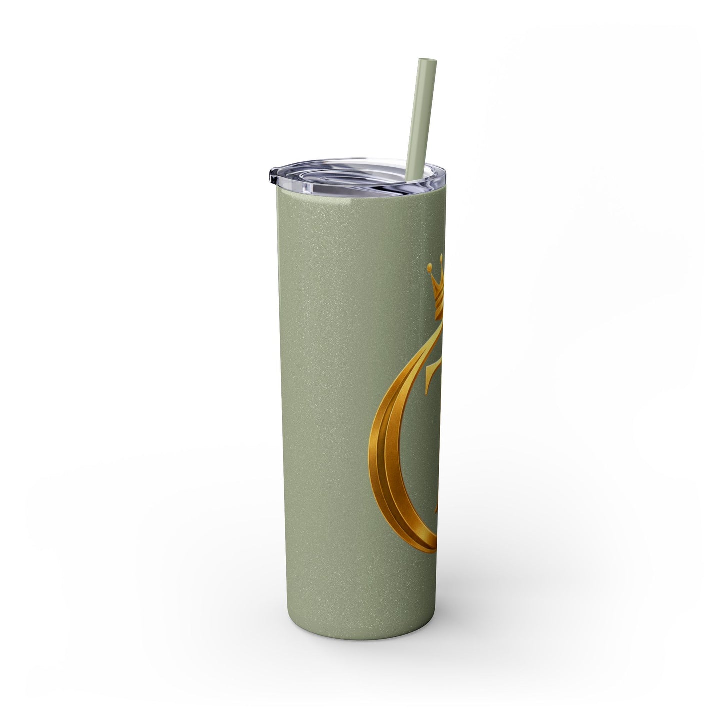 The Chic Co. Gold Crown Monogram Skinny Tumbler 20oz — Gold Stainless Straw
