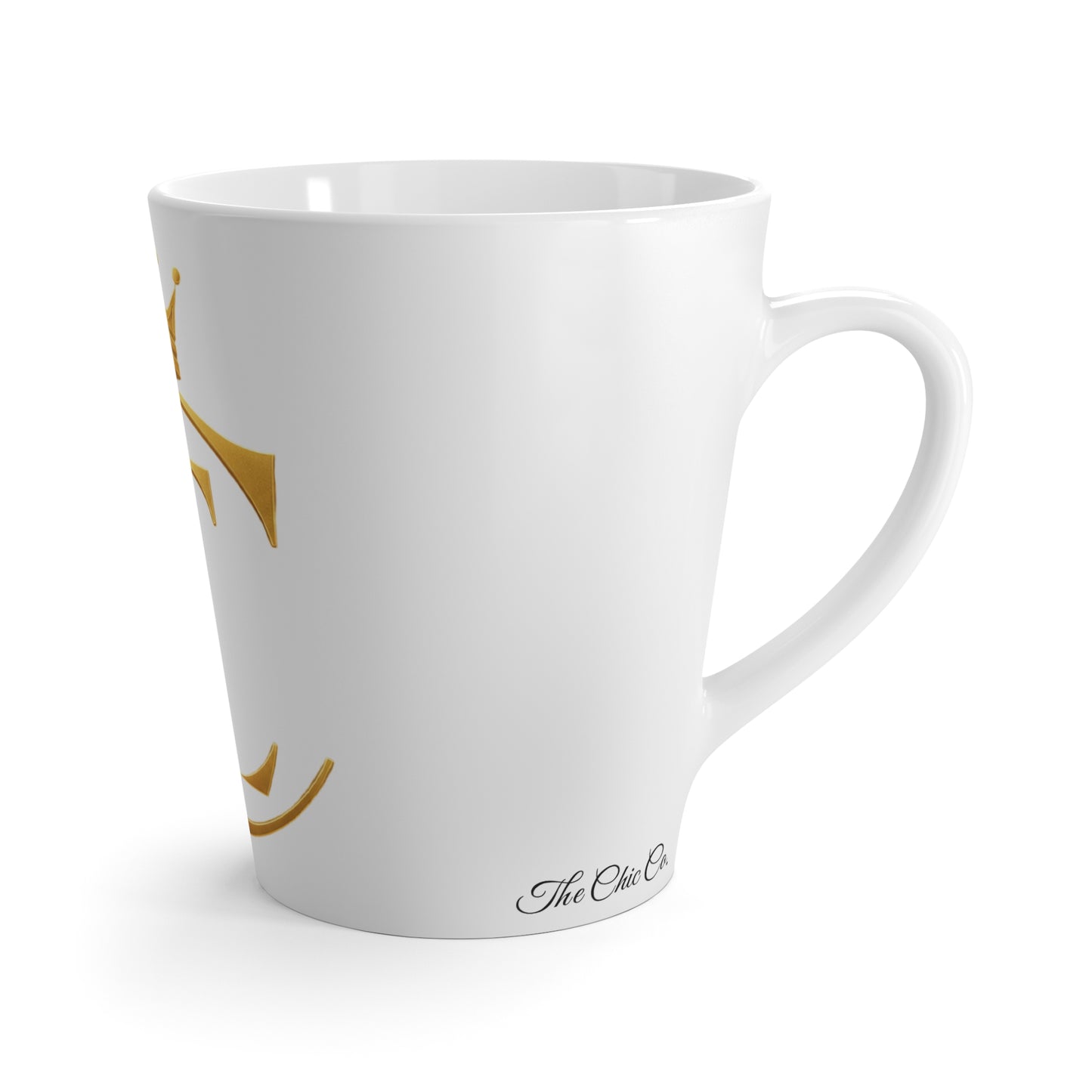 The Chic Co. Gold Crown Monogram Latte Mug — Coffee Cup