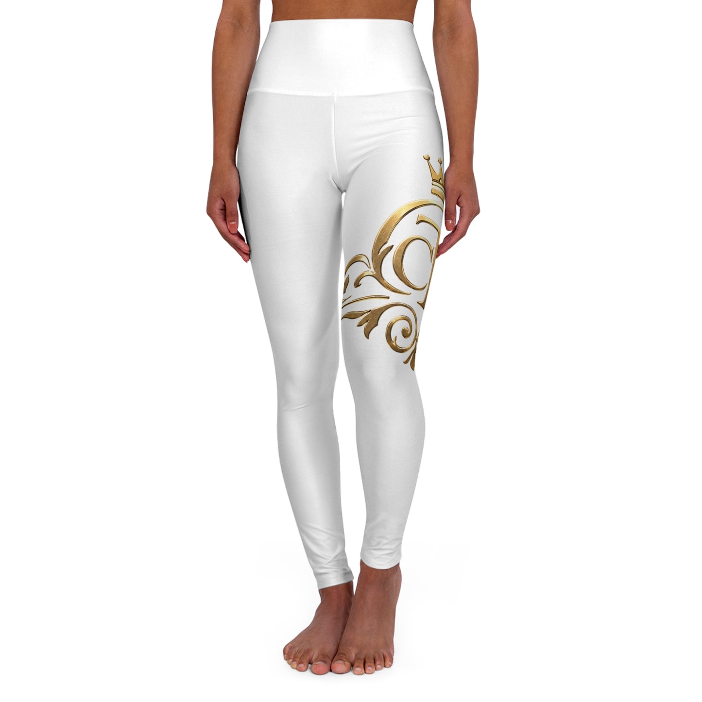 The Chic Co. Signature Gold Flourish High-Waist Yoga Leggings