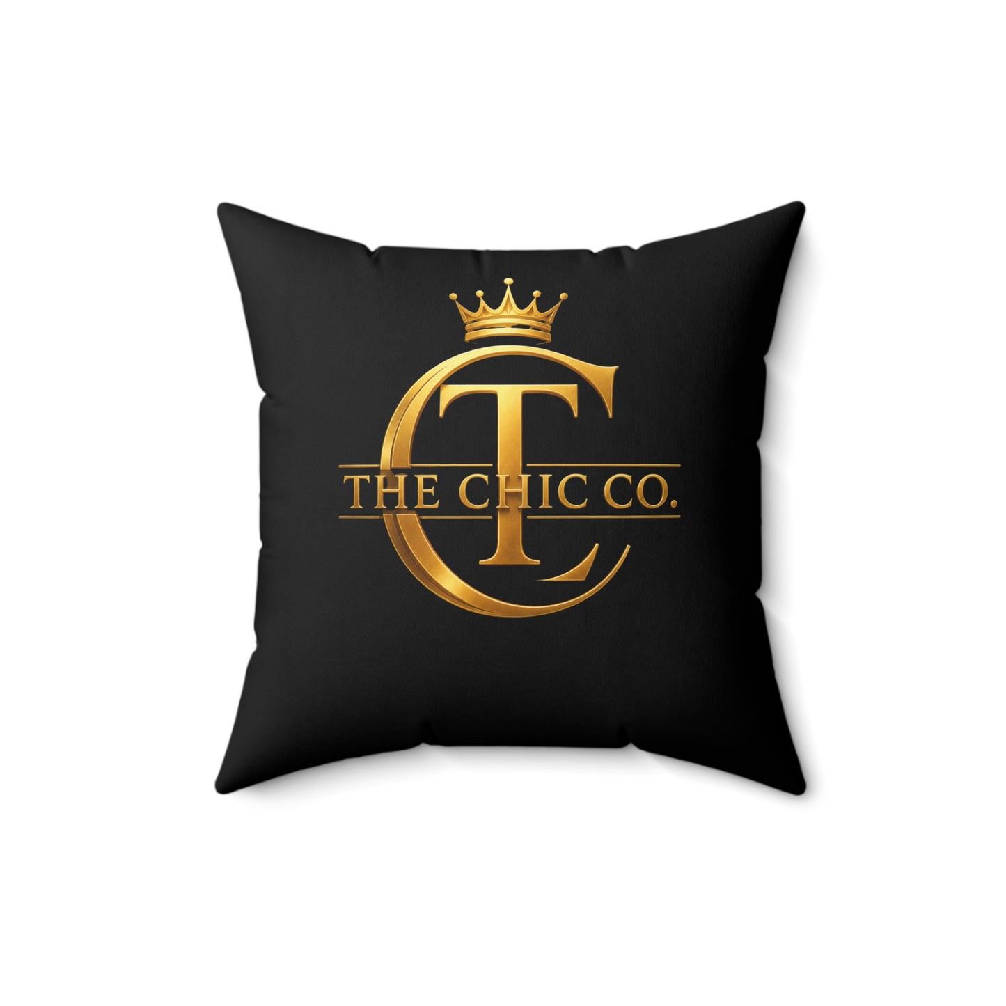 Faux Suede Pillow — The Chic Co. Signature Gold Crown Logo Accent Pillow