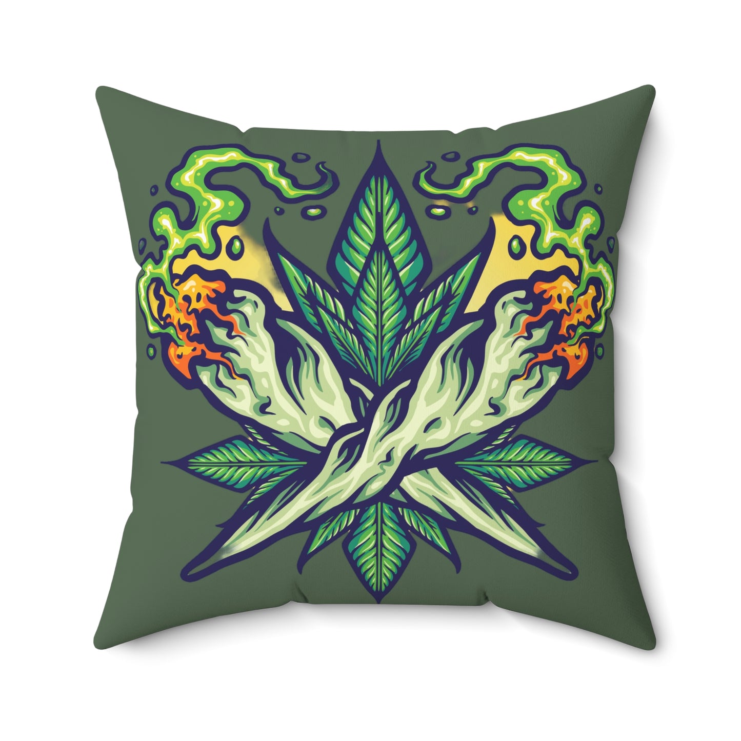 Cannabis Leaf Throw Pillow — Bold Graphic Decorative Cushion