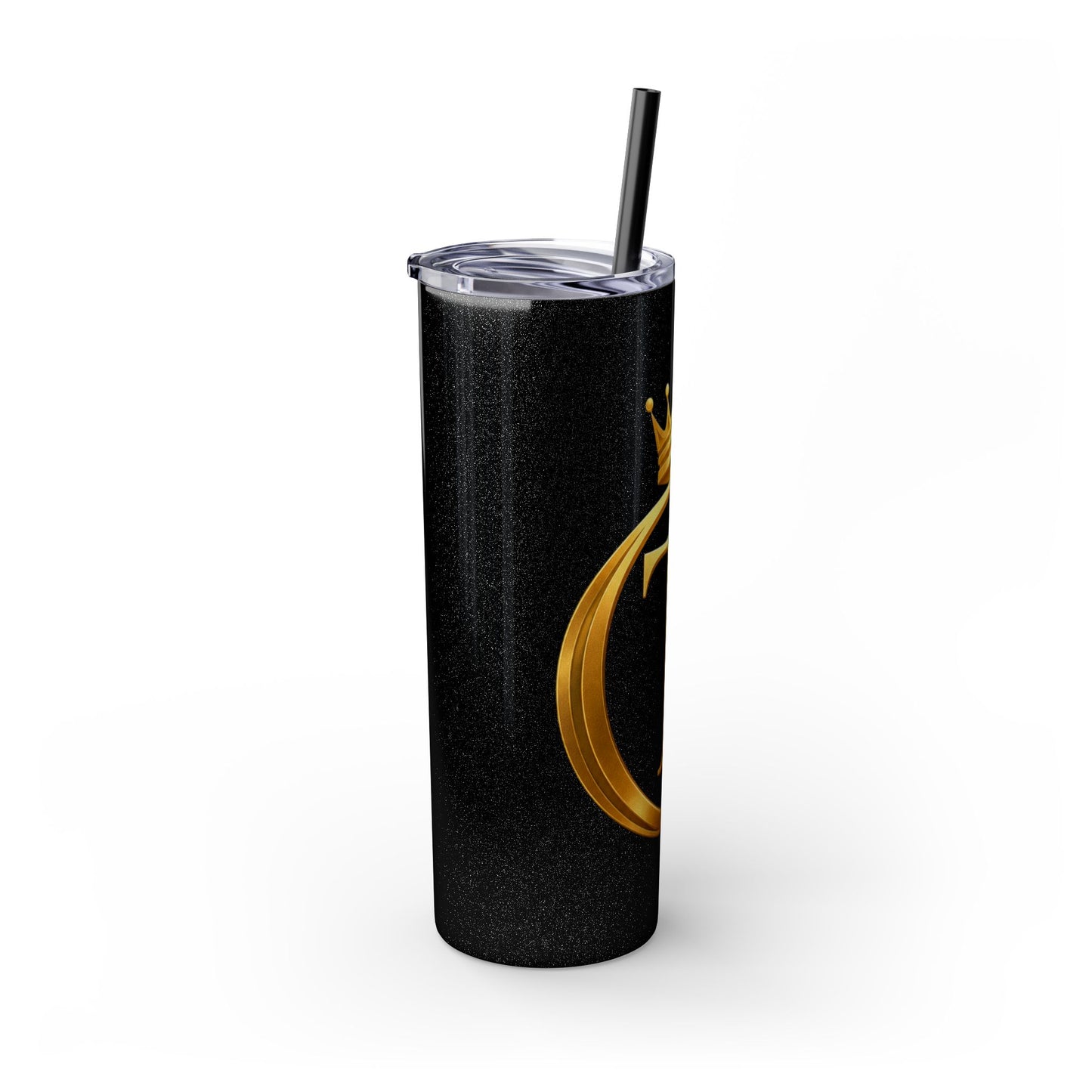 The Chic Co. Gold Crown Monogram Skinny Tumbler 20oz — Gold Stainless Straw