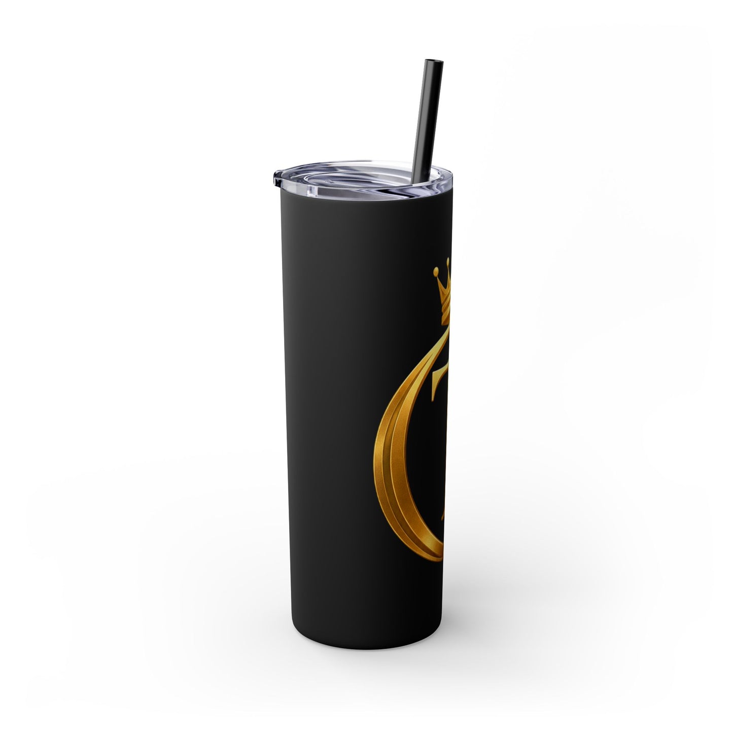The Chic Co. Gold Crown Monogram Skinny Tumbler 20oz — Gold Stainless Straw