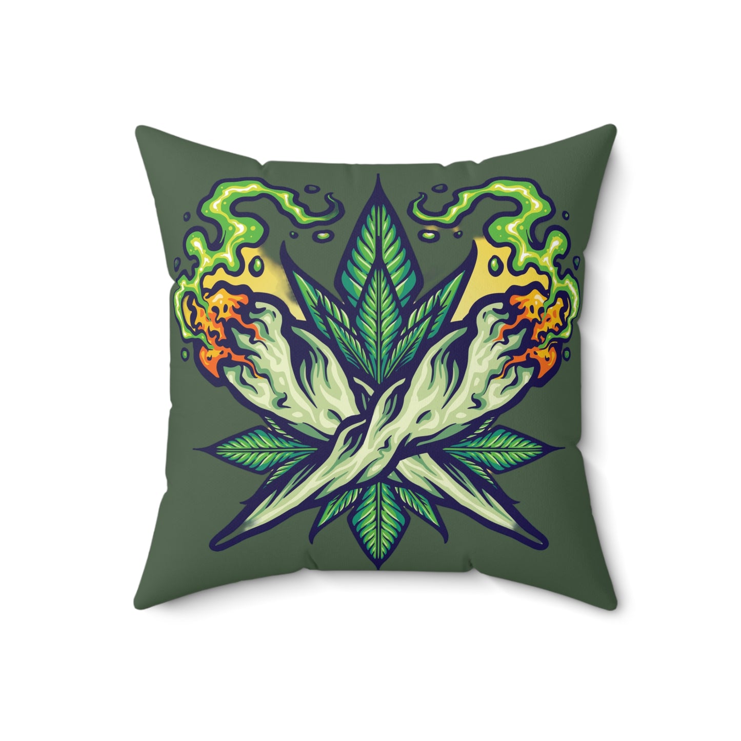Cannabis Leaf Throw Pillow — Bold Graphic Decorative Cushion
