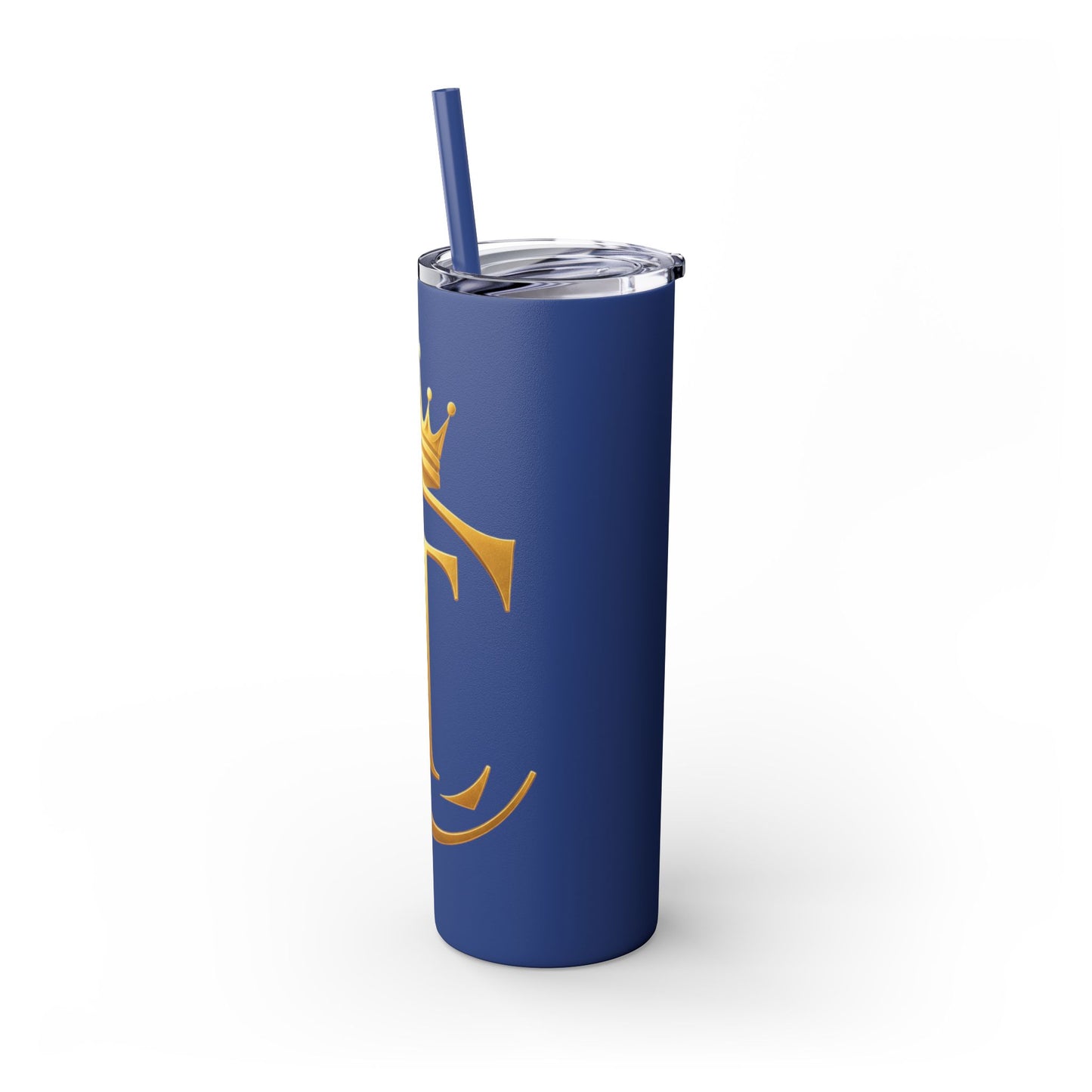 The Chic Co. Gold Crown Monogram Skinny Tumbler 20oz — Gold Stainless Straw