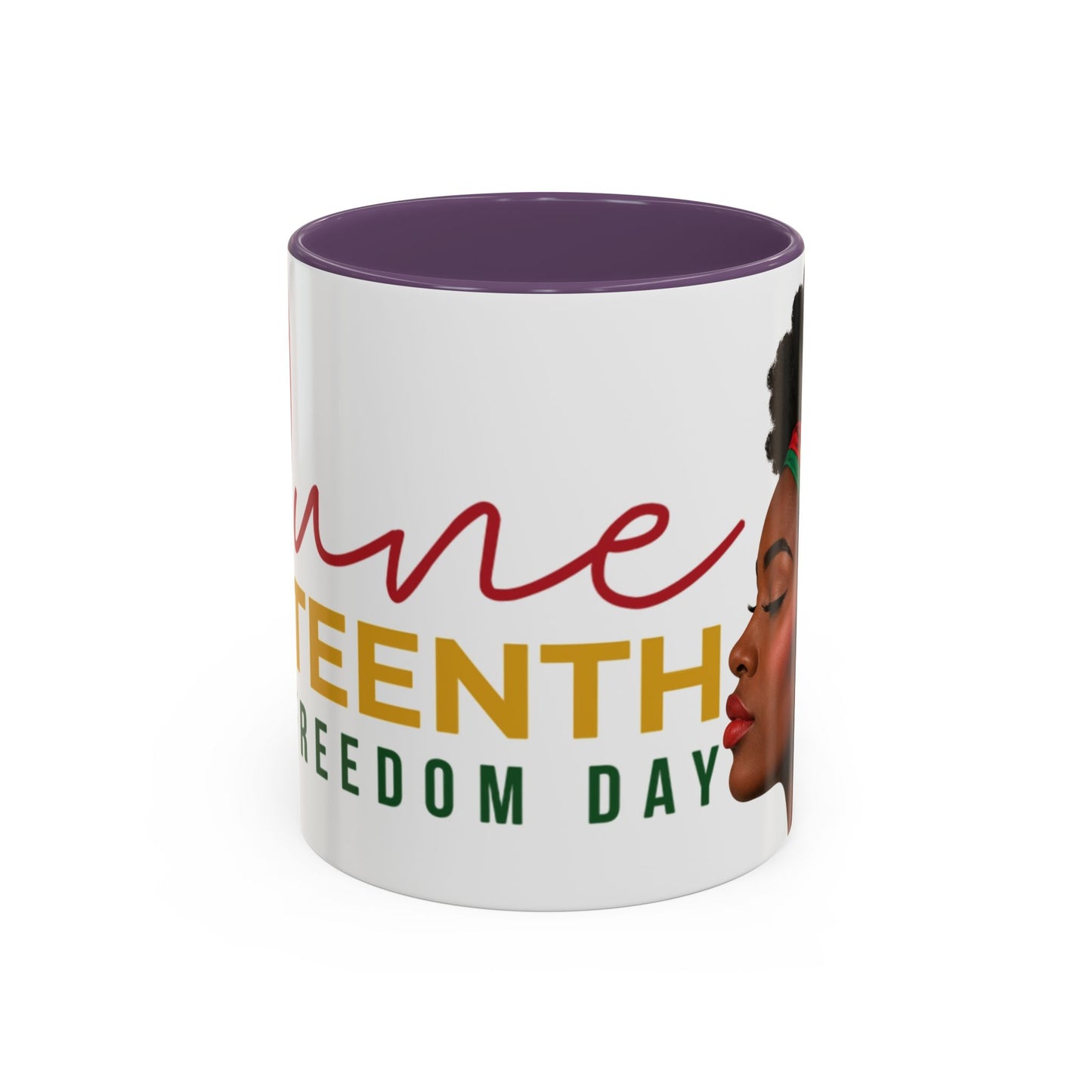 Juneteenth Coffee Mug — Black Woman Portrait "Juneteenth Freedom Day" Accent Mug