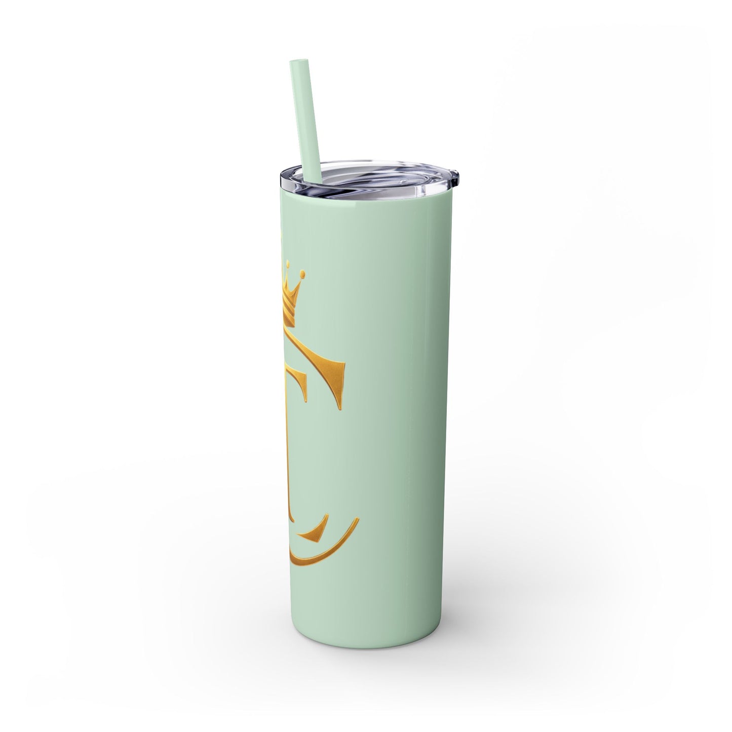 The Chic Co. Gold Crown Monogram Skinny Tumbler 20oz — Gold Stainless Straw
