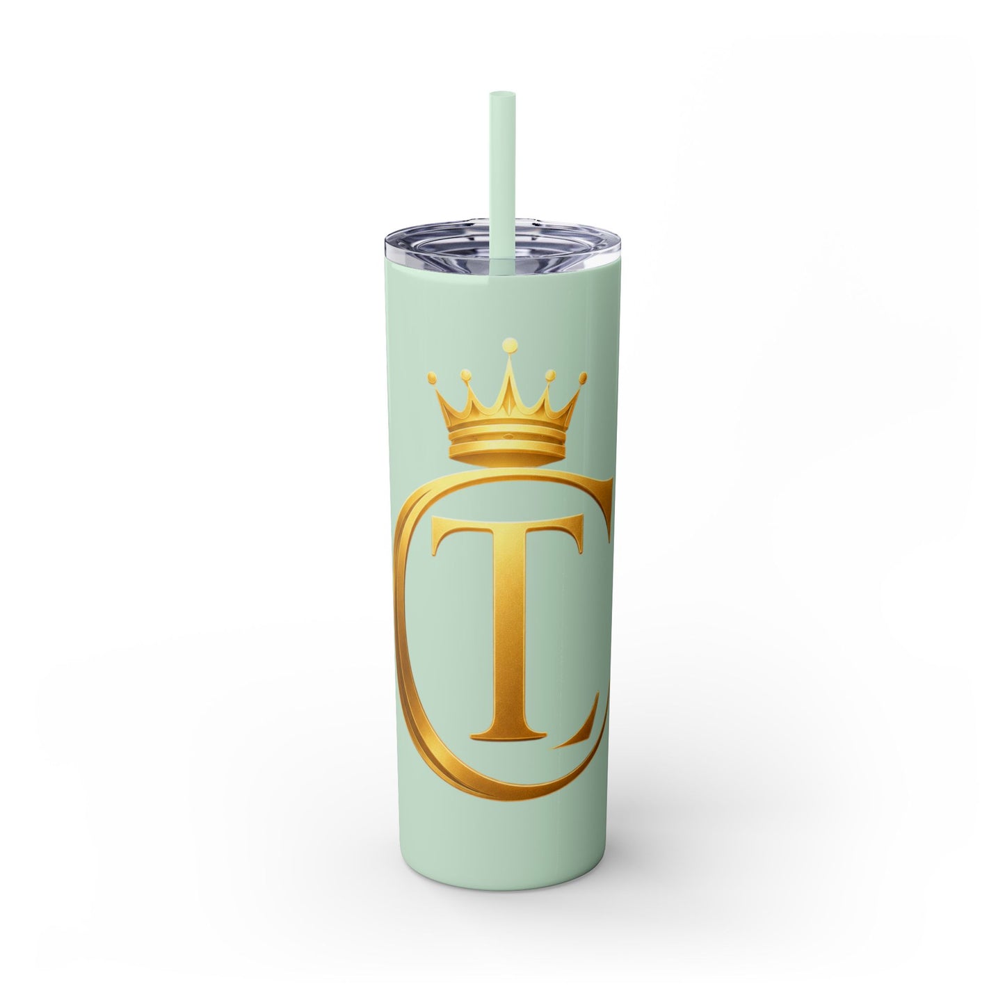 The Chic Co. Gold Crown Monogram Skinny Tumbler 20oz — Gold Stainless Straw