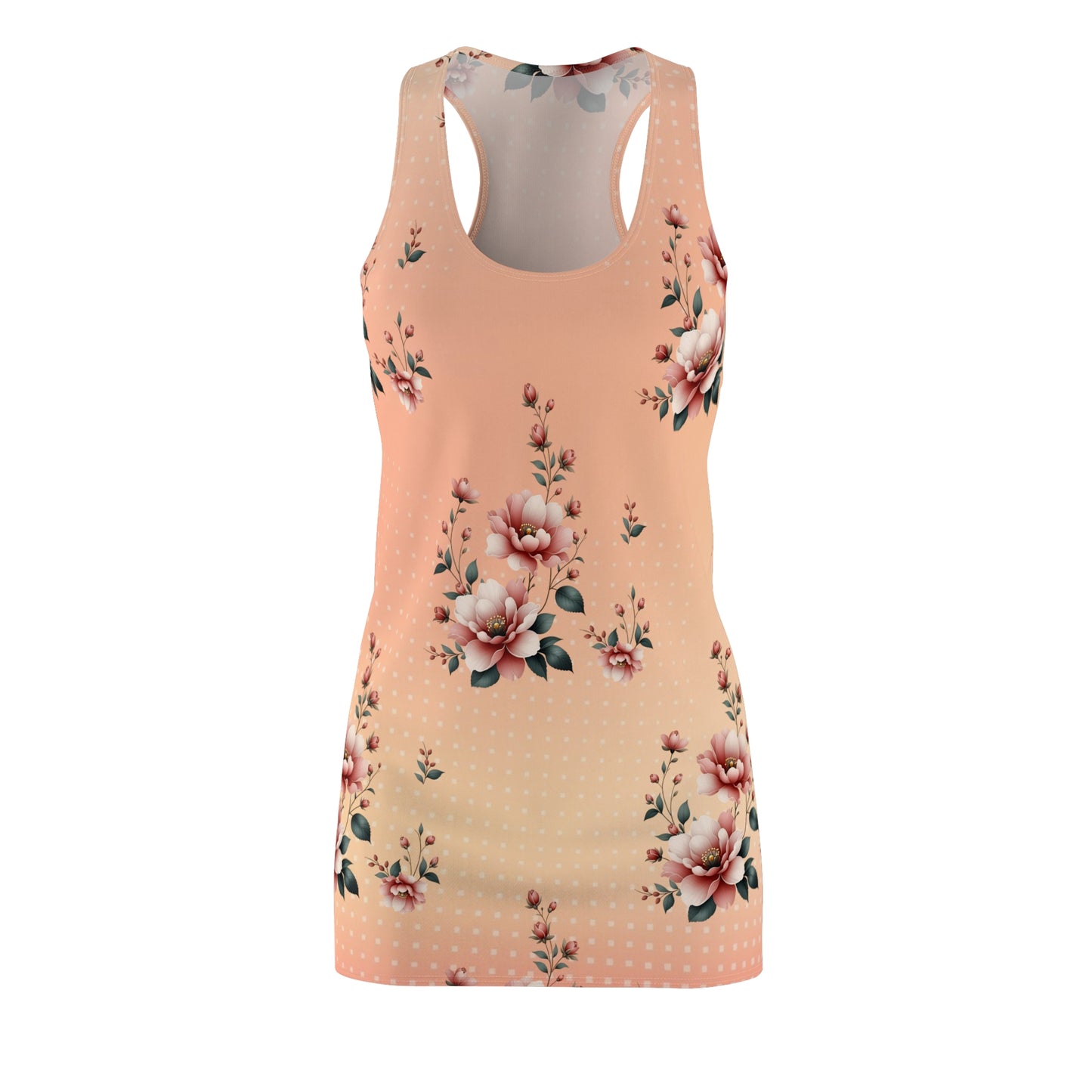 Floral Peach Racerback Dress – Vintage Rose All-Over Print
