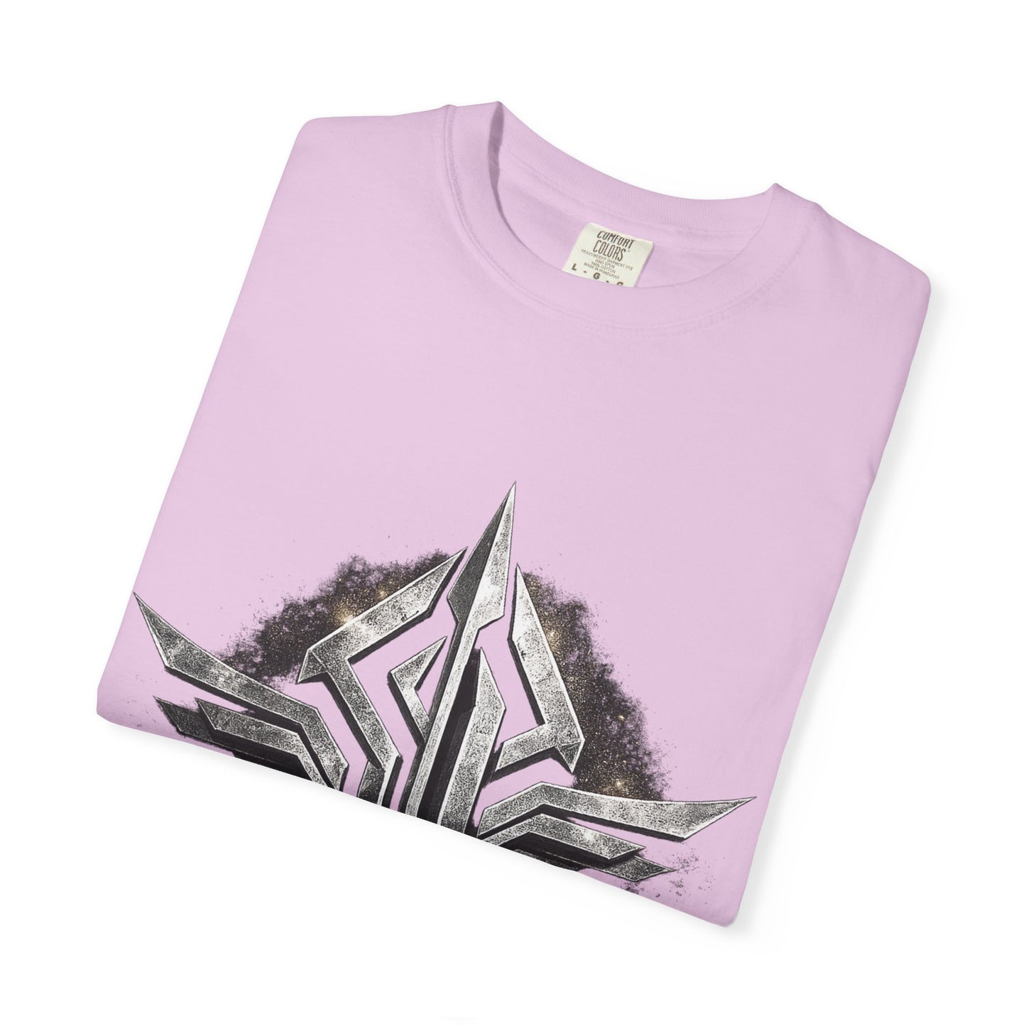 Futuristic Metal Emblem Graphic T‑Shirt