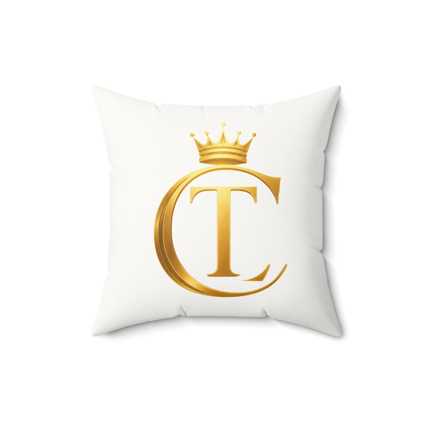 The Chic Co. Gold Crown Monogram Pillow — Faux Suede Square Accent Pillow
