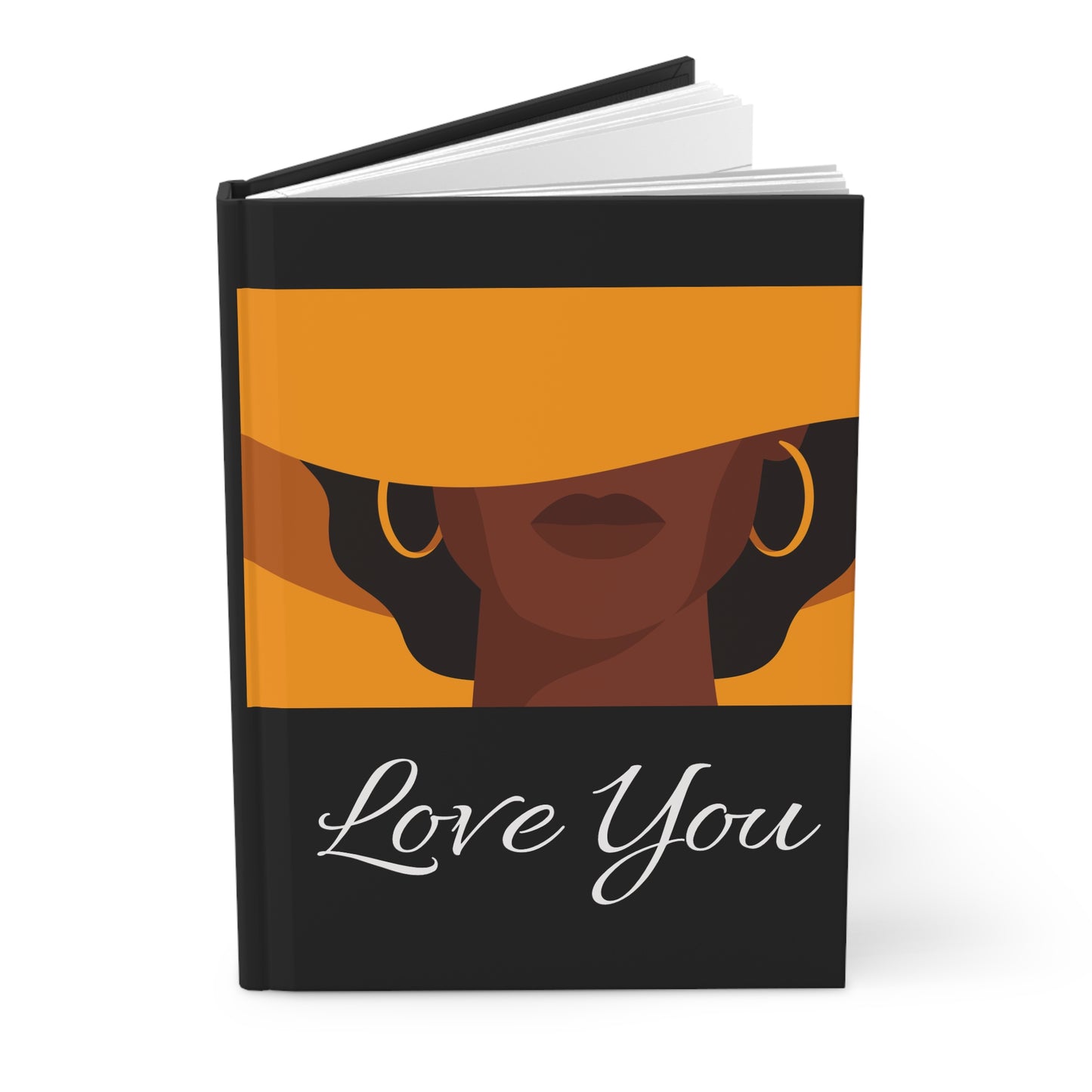 Elegant Black Woman Hardcover Journal — Matte Notebook for Reflection, Goals & Creativity