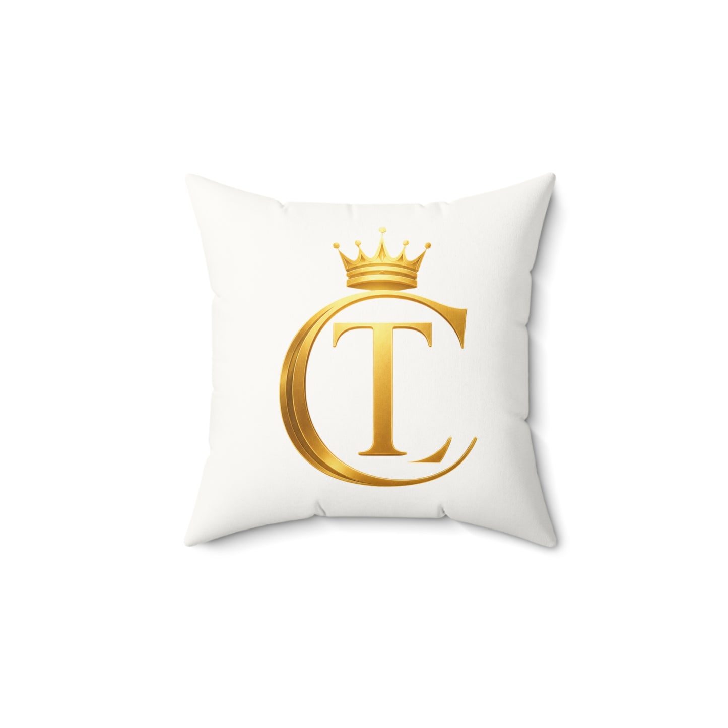 The Chic Co. Gold Crown Monogram Pillow — Faux Suede Square Accent Pillow