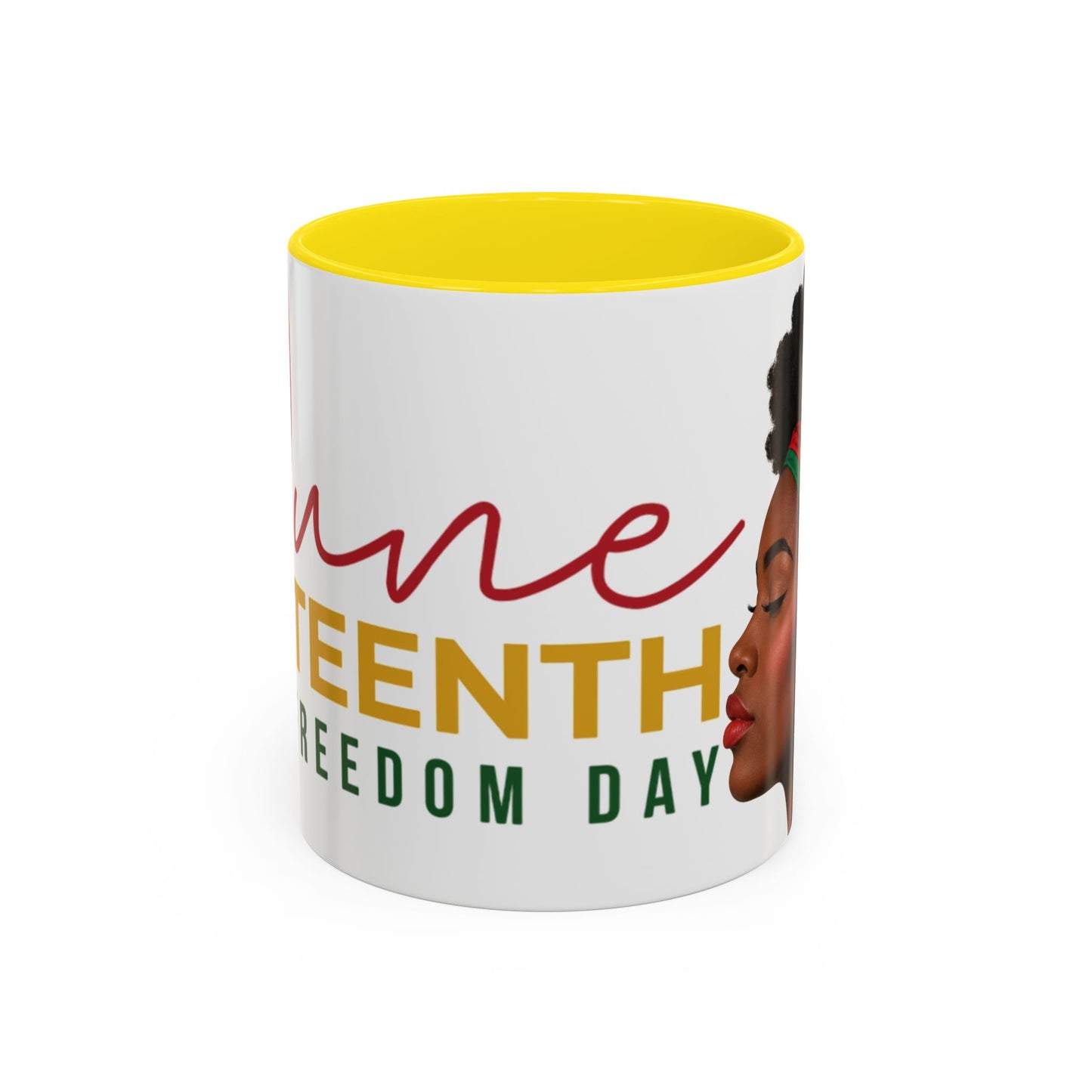 Juneteenth Coffee Mug — Black Woman Portrait "Juneteenth Freedom Day" Accent Mug