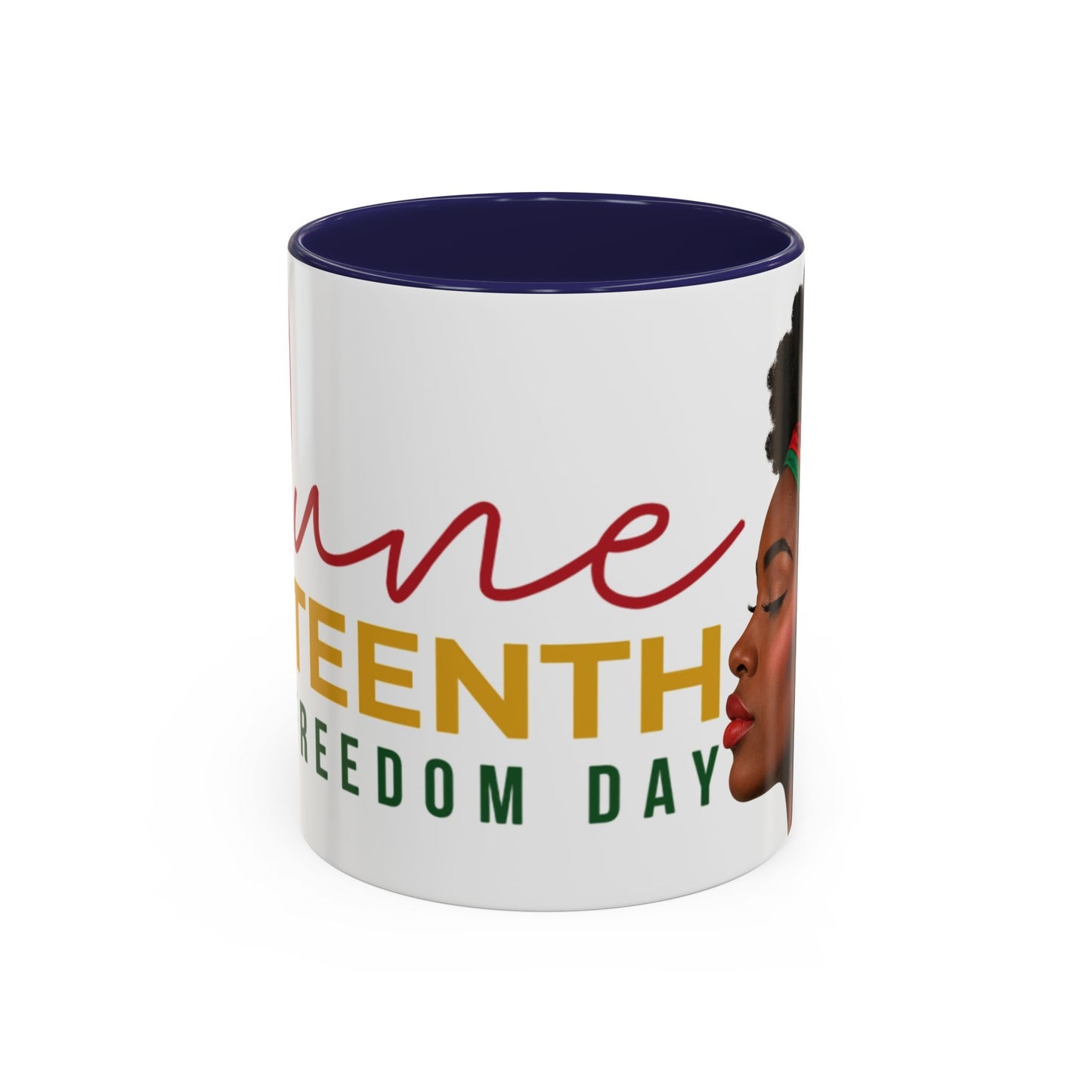 Juneteenth Coffee Mug — Black Woman Portrait "Juneteenth Freedom Day" Accent Mug