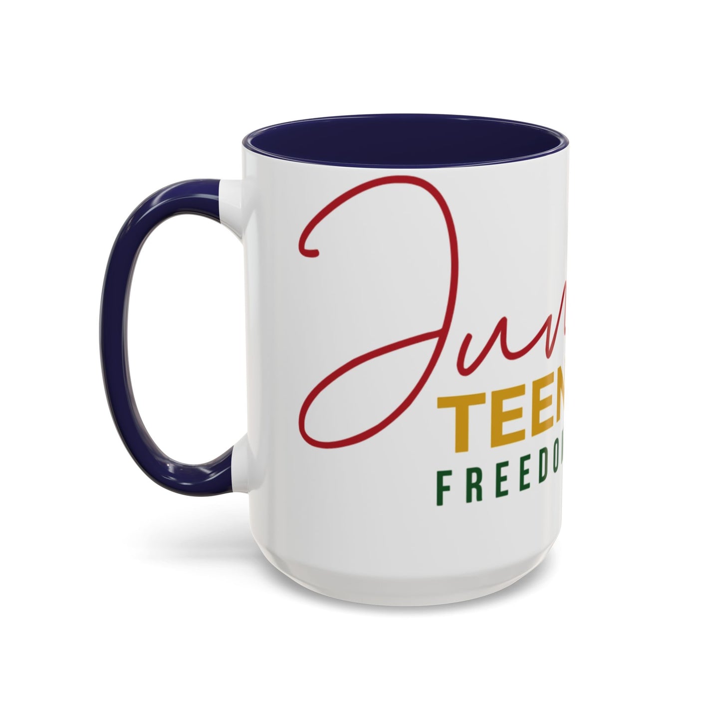Juneteenth Coffee Mug — Black Woman Portrait "Juneteenth Freedom Day" Accent Mug