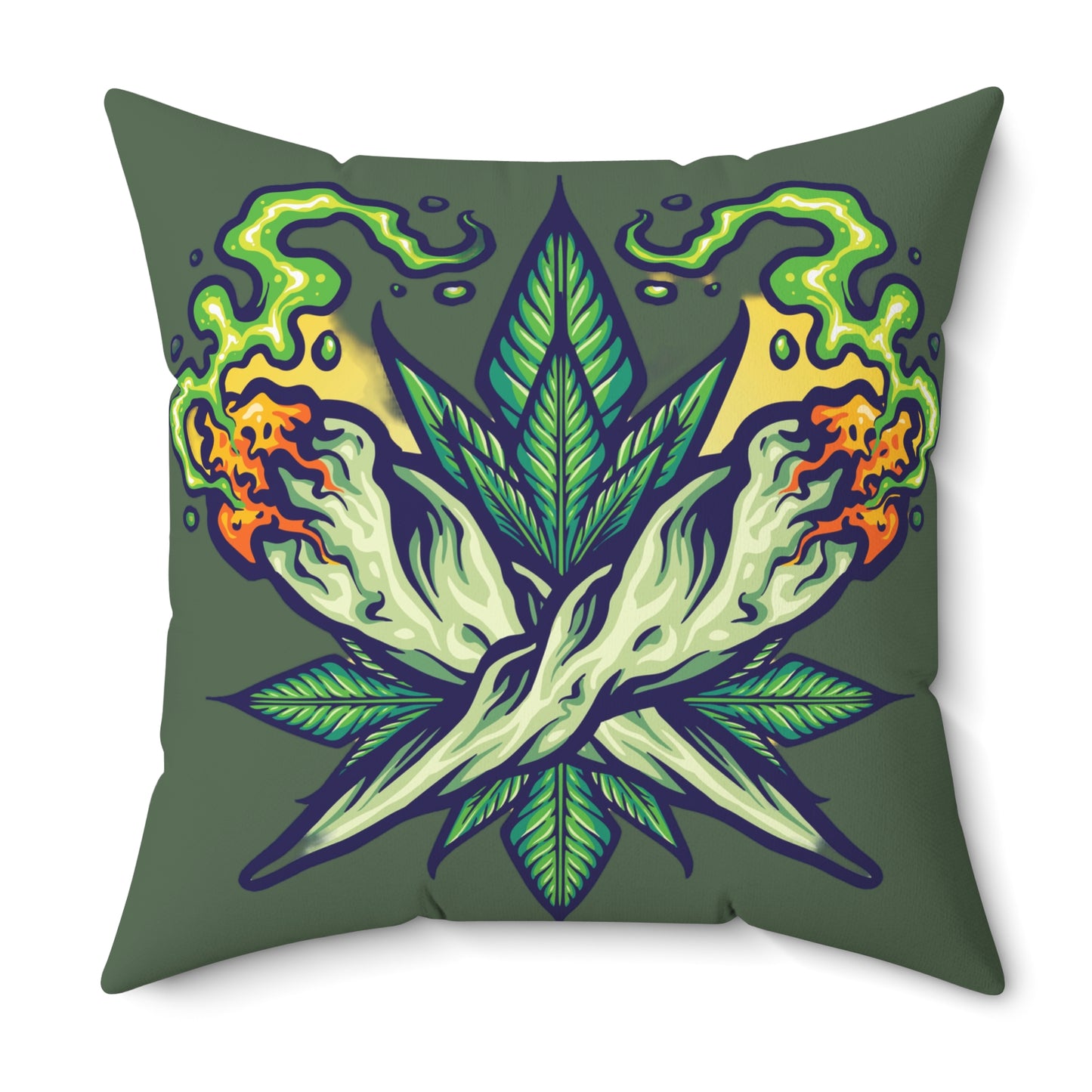 Cannabis Leaf Throw Pillow — Bold Graphic Decorative Cushion