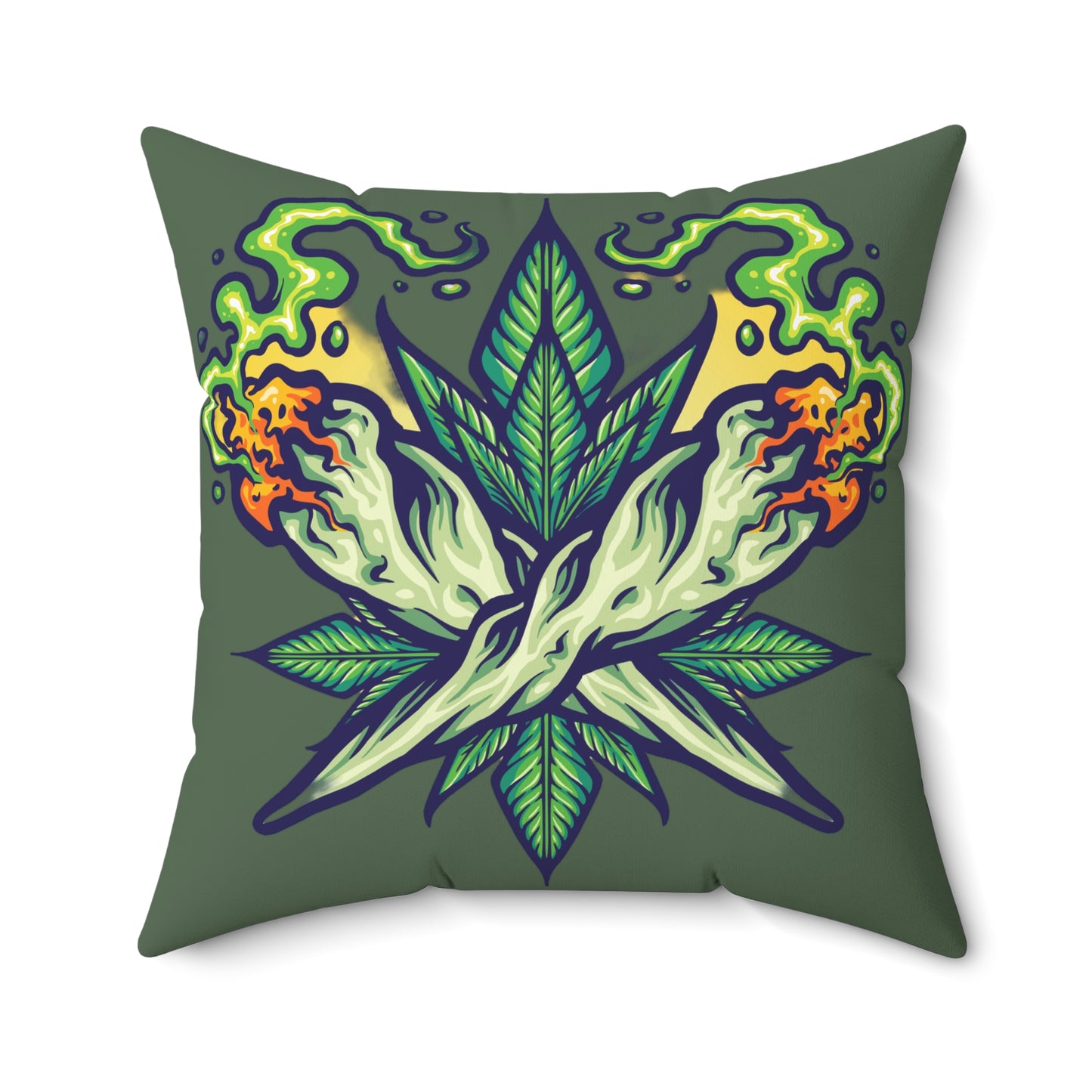 Cannabis Leaf Throw Pillow — Bold Graphic Decorative Cushion