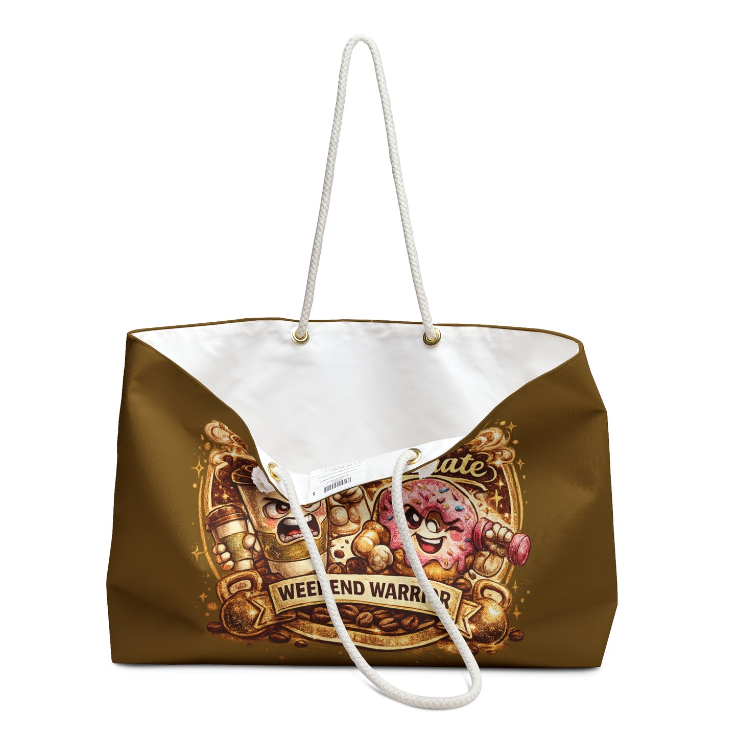 Weekender Bag — "Caffeinate & Dominate" Weekend Warrior Coffee & Donut Travel Tote