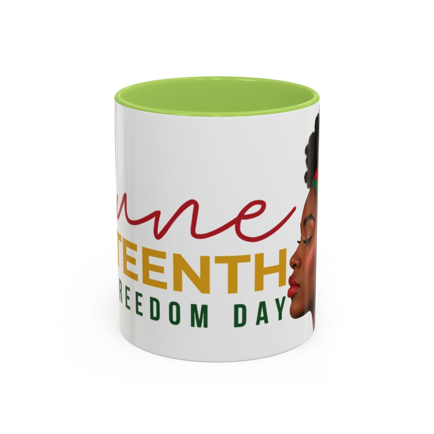 Juneteenth Coffee Mug — Black Woman Portrait "Juneteenth Freedom Day" Accent Mug