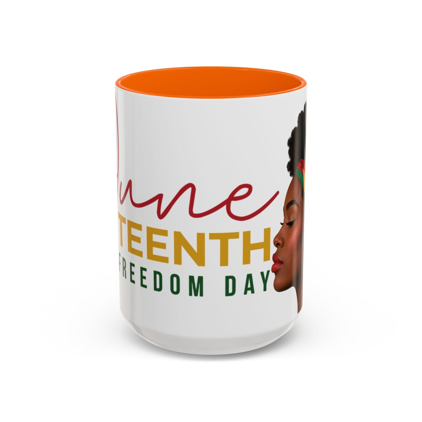 Juneteenth Coffee Mug — Black Woman Portrait "Juneteenth Freedom Day" Accent Mug