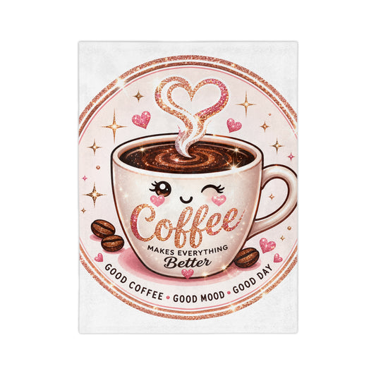 Cozy Coffee Lover Velveteen Blanket — Soft Plush Throw for Relaxing Days