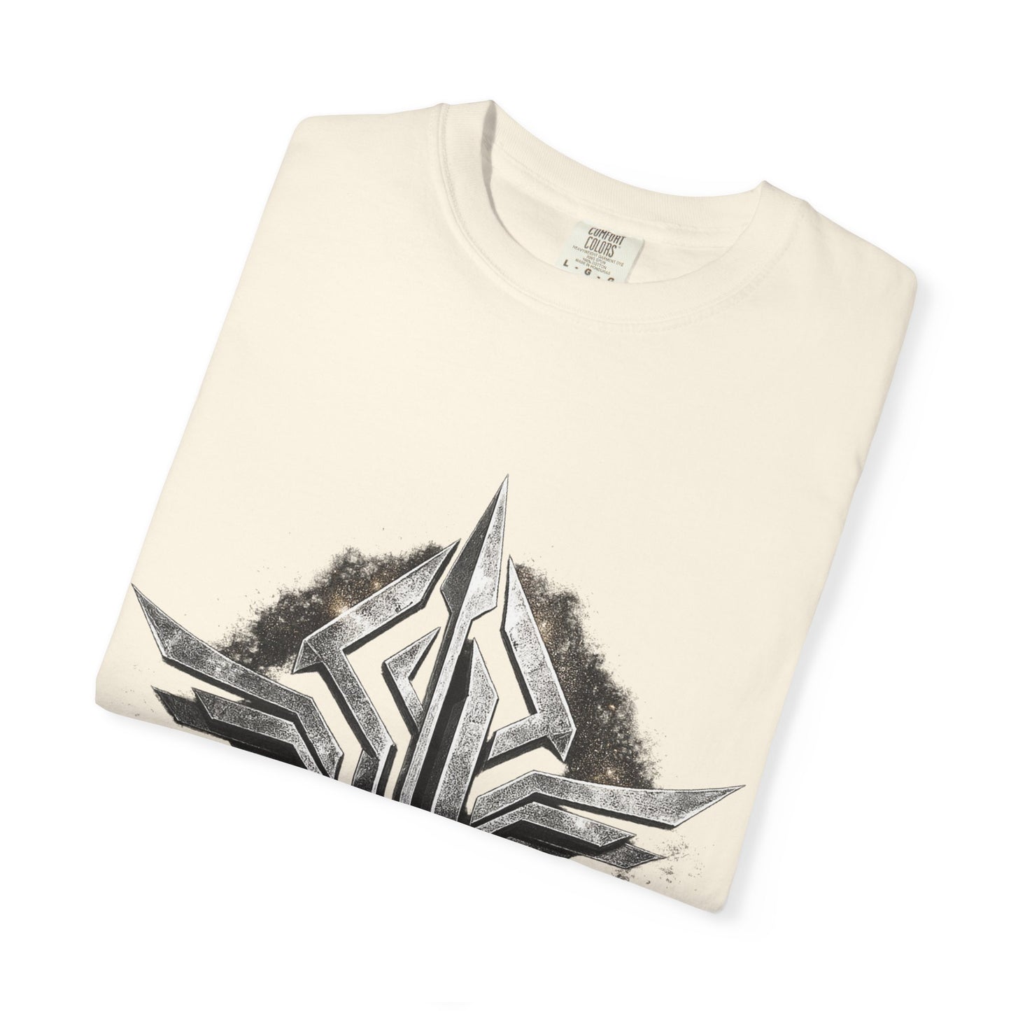Futuristic Metal Emblem Graphic T‑Shirt
