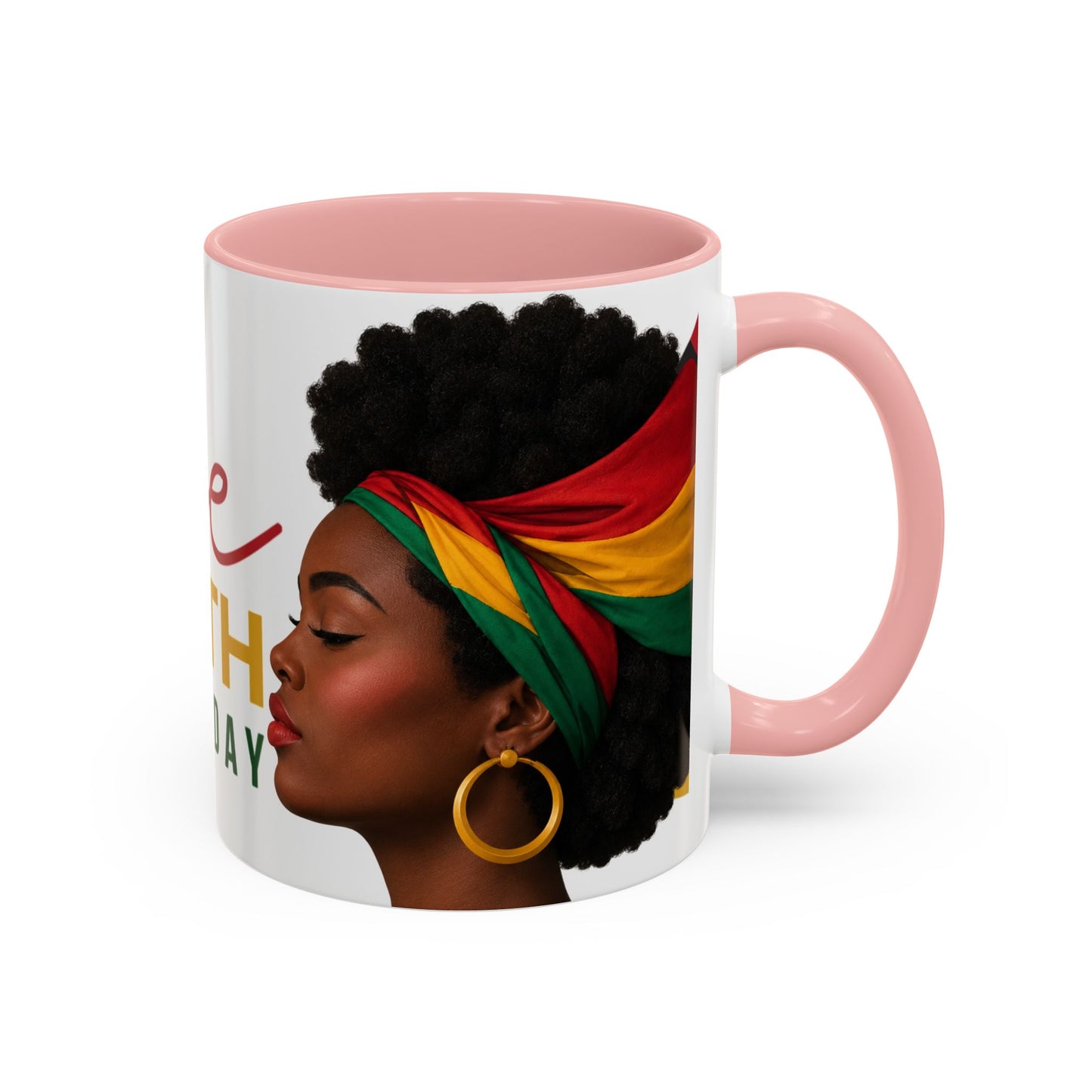 Juneteenth Coffee Mug — Black Woman Portrait "Juneteenth Freedom Day" Accent Mug