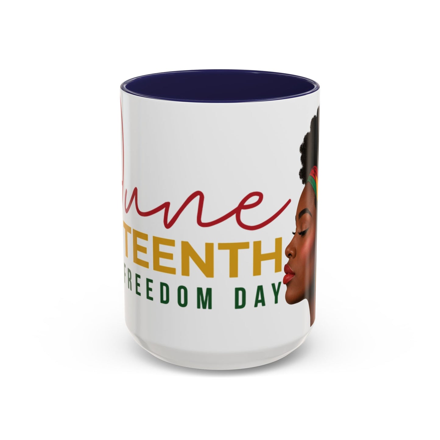 Juneteenth Coffee Mug — Black Woman Portrait "Juneteenth Freedom Day" Accent Mug